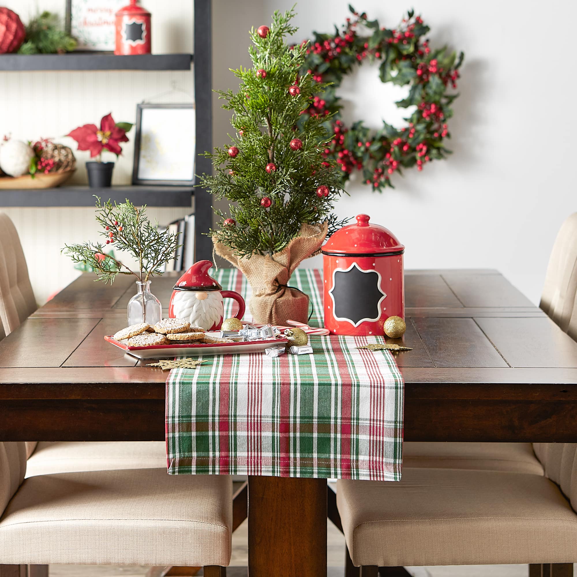 DII&#xAE; 108&#x22; Yuletide Plaid Table Runner