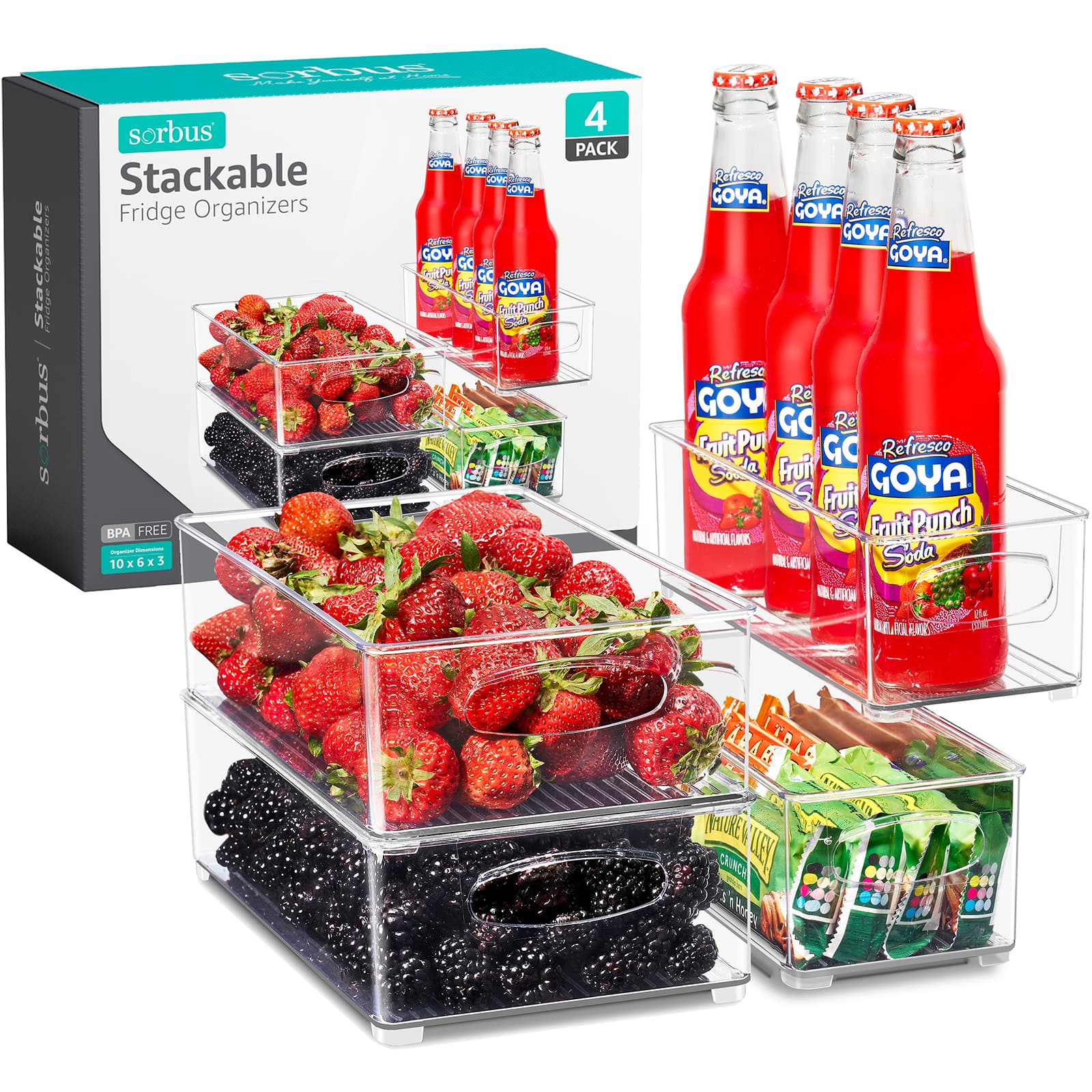 Sorbus Clear Stackable Kitchen &#x26; Fridge Storage Organizer Set