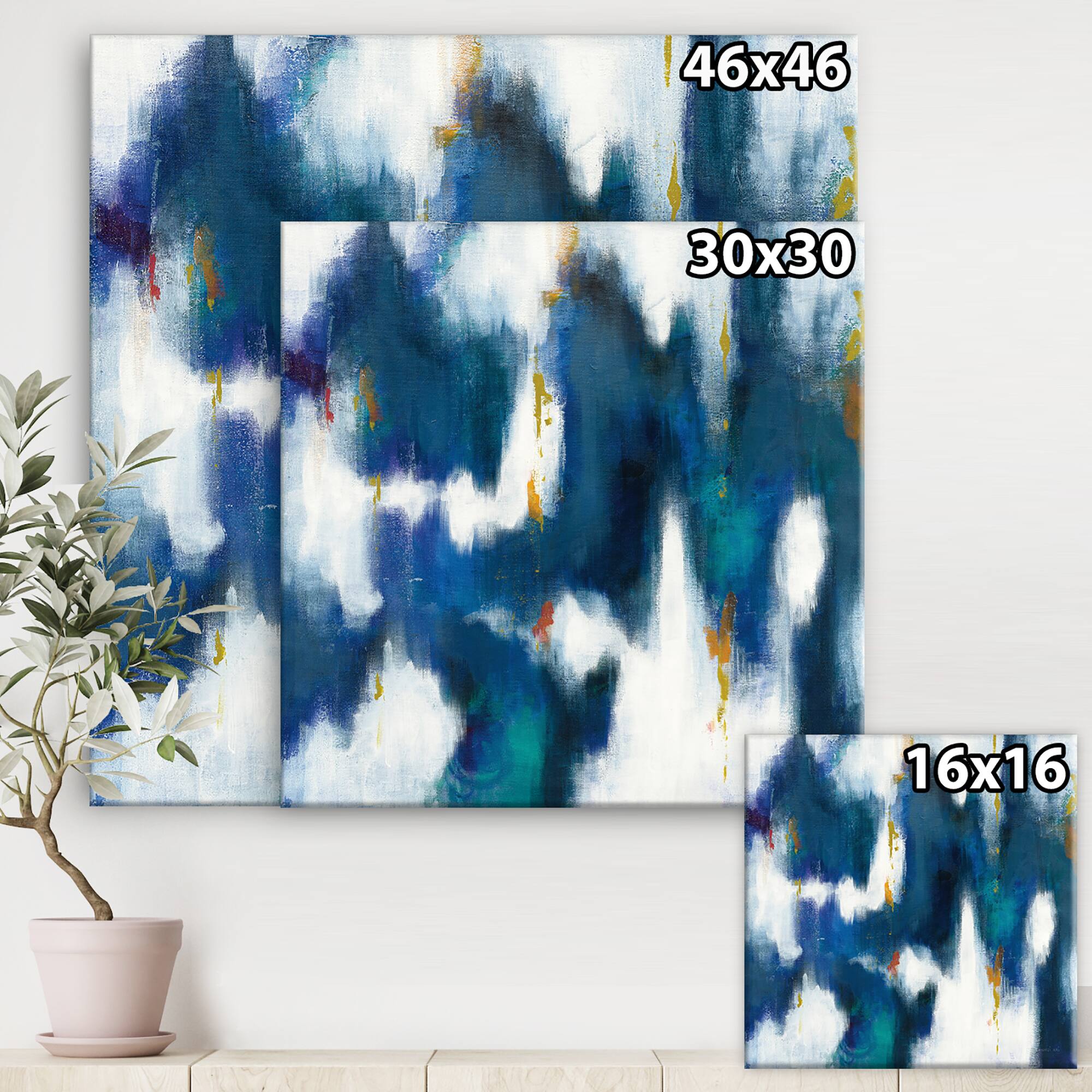 Designart - Blue Glam Texture II - Contemporary Canvas Art