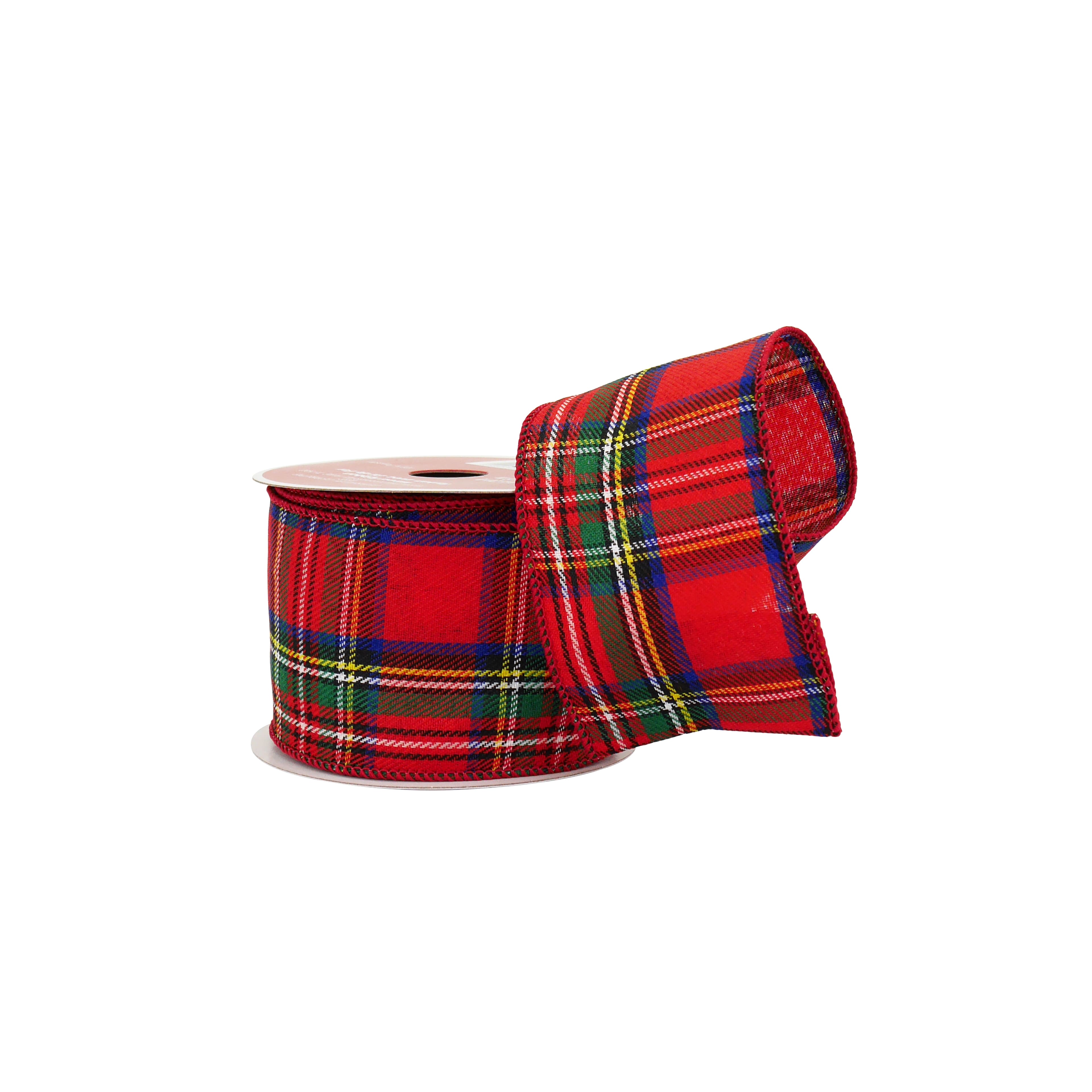 2.5&#x22; x 20ft. Red Tartan Wired Ribbon by Celebrate It&#xAE;