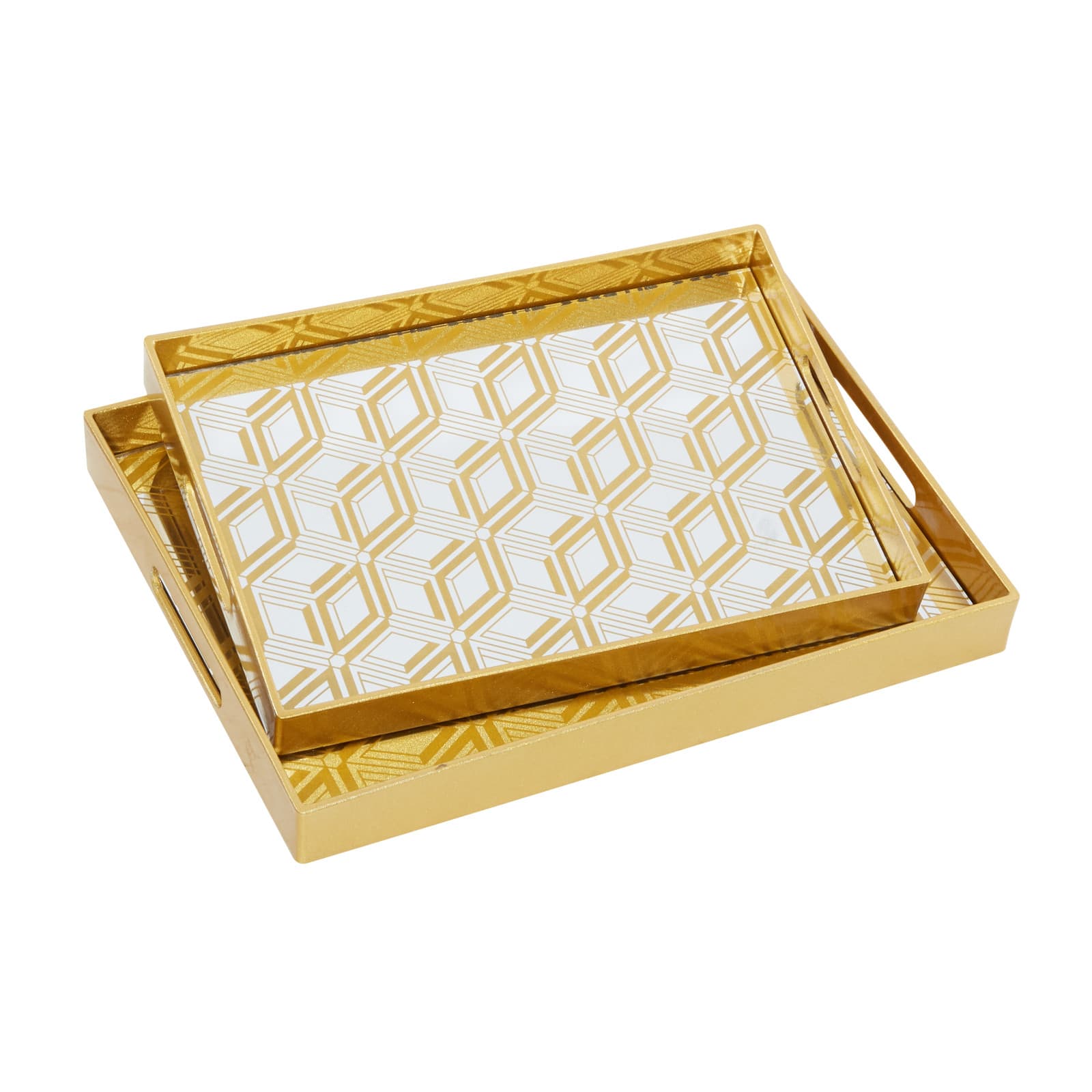 CosmoLiving by Cosmopolitan Gold Plastic Glam Tray Set