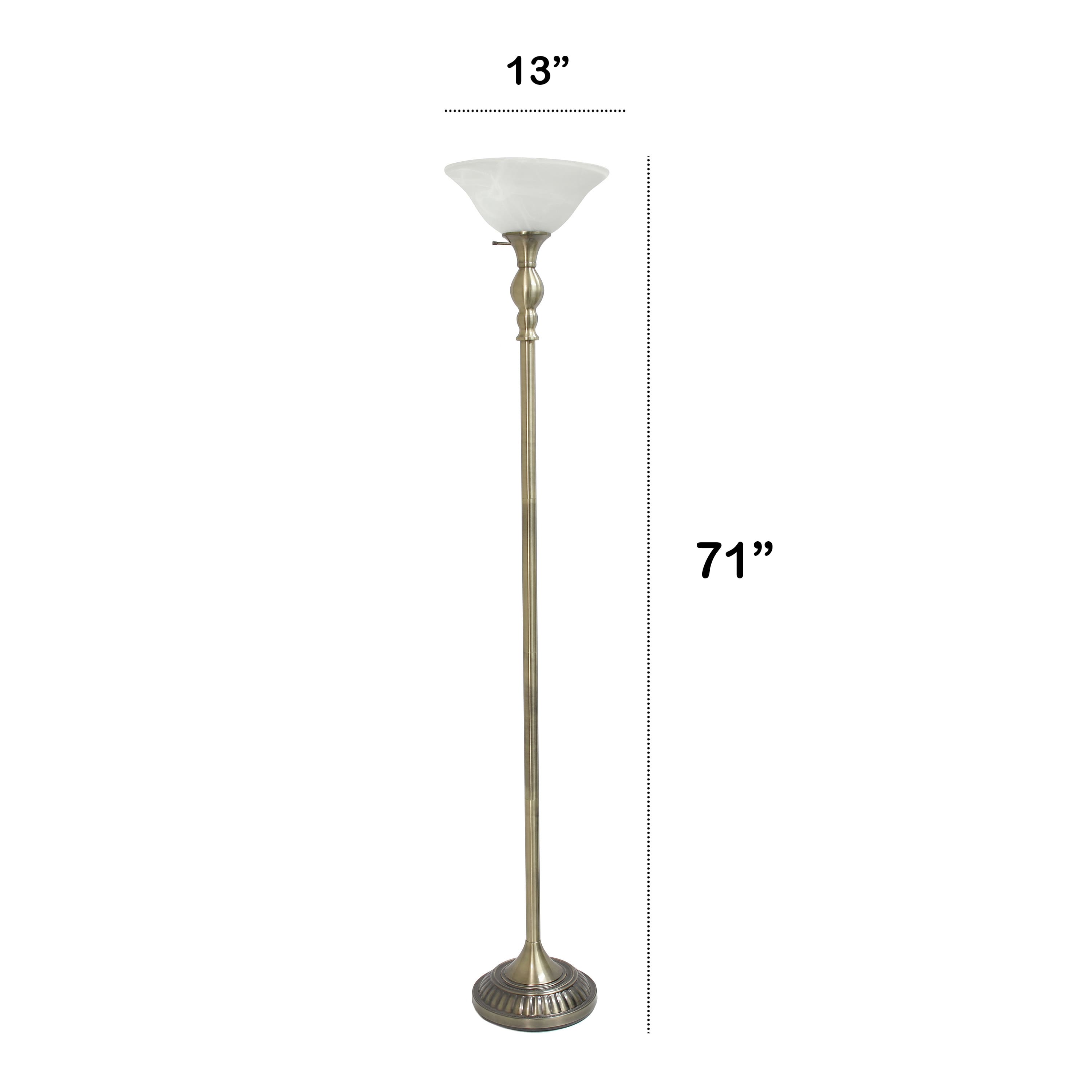 Lalia Home 6ft. Torchiere Floor Lamp with Marbleized Shade