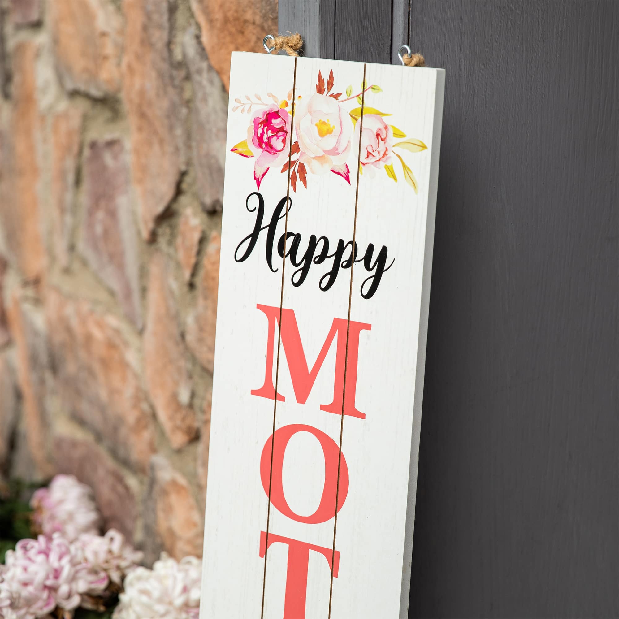 Glitzhome&#xAE; 3.5ft. Double Sided Wooden Porch Sign Mother&#x27;s Day &#x26; Father&#x27;s Day