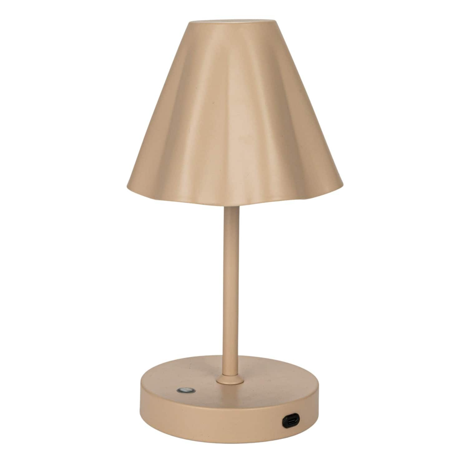 11&#x22; Tan Round Metal LED Rechargeable Table Lamp