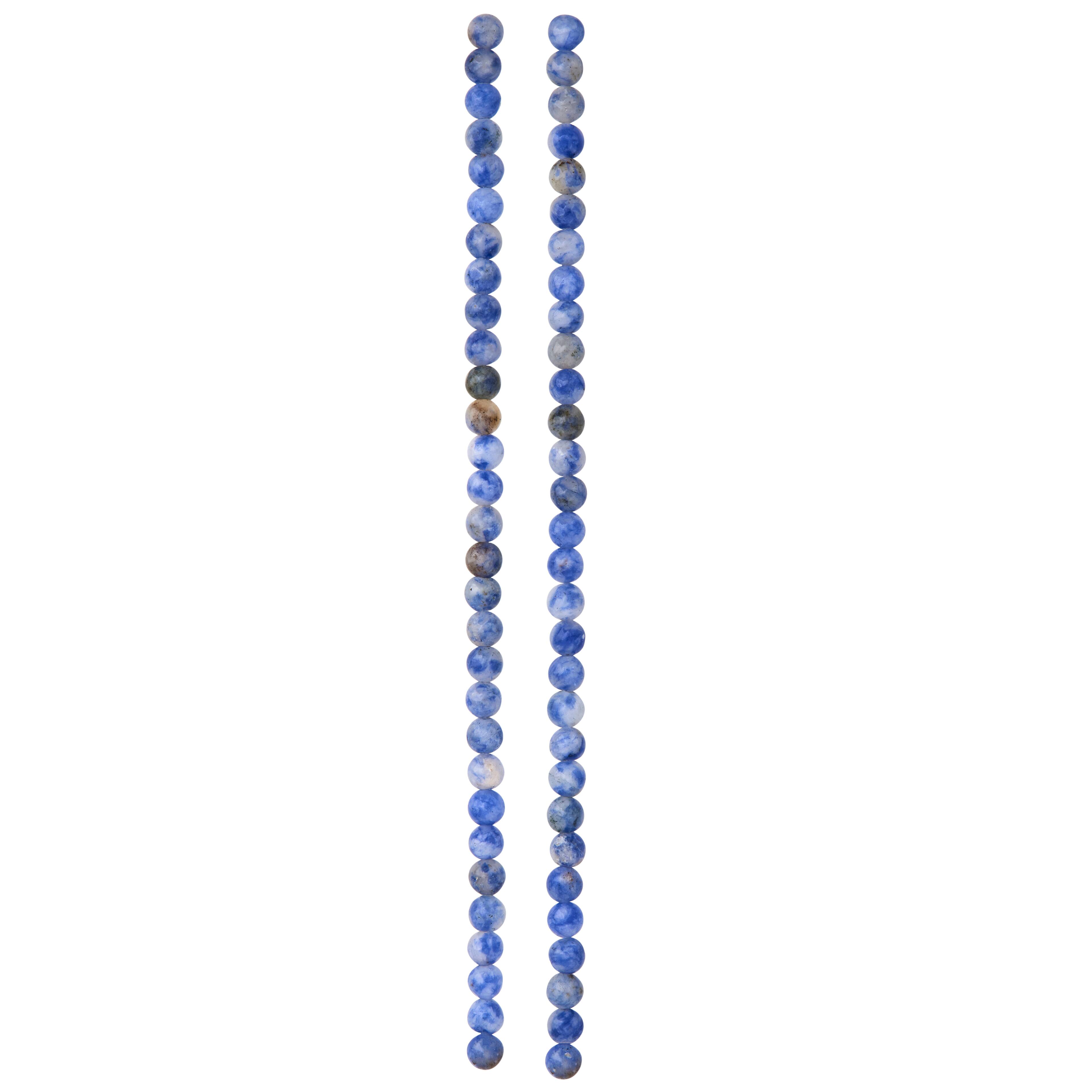 12 Packs: 2 ct. (24 total) Blue Spotted Sodalite Stone Round Beads, 4mm by Bead Landing®