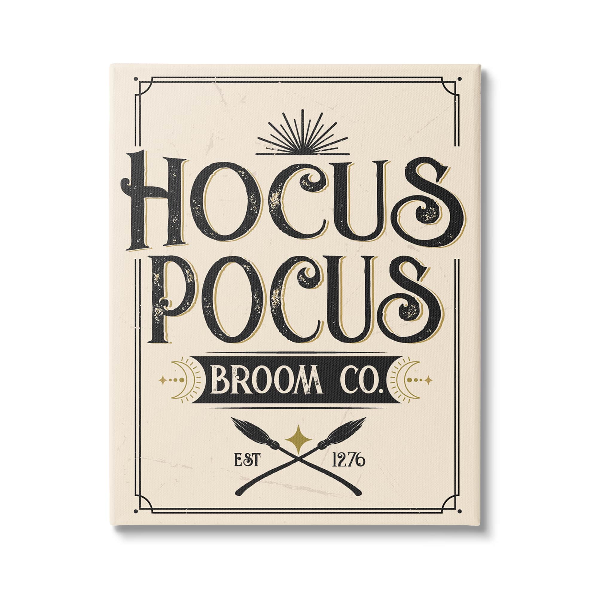 Stupell Industries Vintage Hocus Pocus Broom Sign Canvas Wall Art