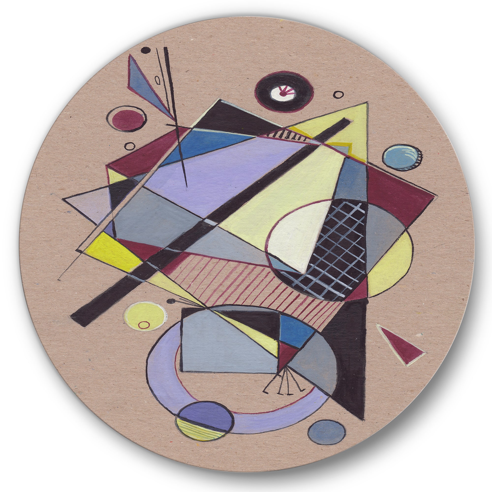 Designart - Colored Geometric Abstract Compositions IV - Modern Metal Circle Wall Art