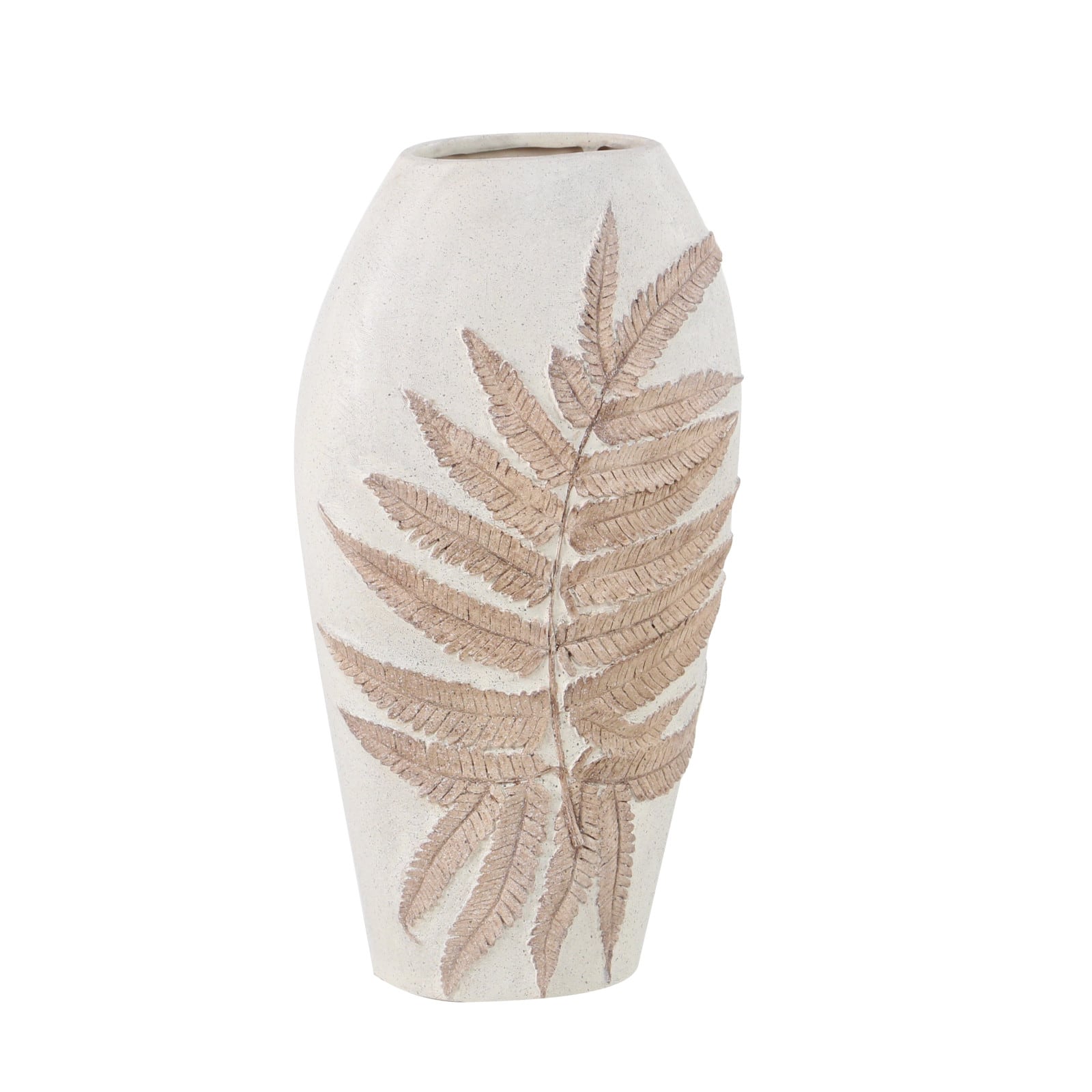 White Polystone Boho Style Vase, 18" x 10" x 6"