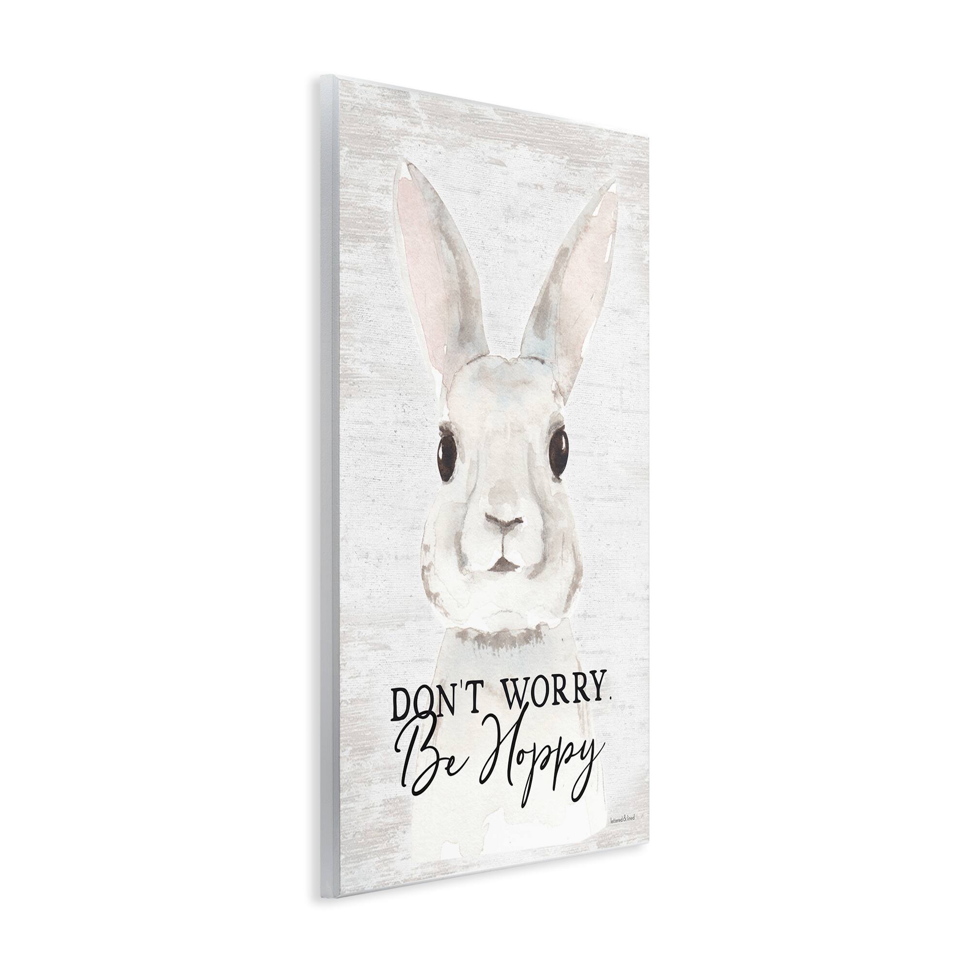 Stupell Industries Don't Worry Be Hoppy Easter Bunny Rabbit Pun Wall Plaque Art