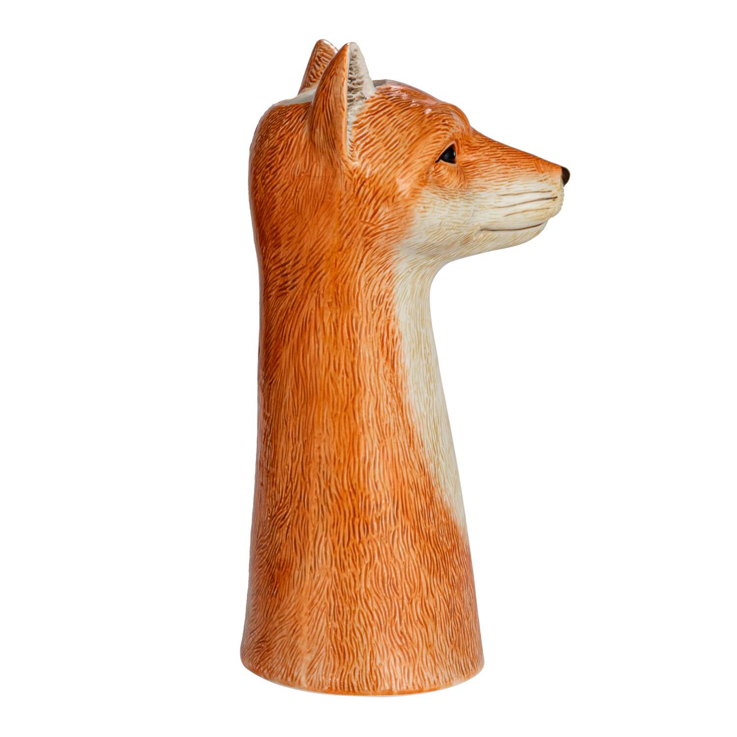 11&#x22; Orange Hand-Painted Decorative Stoneware Fox Vase