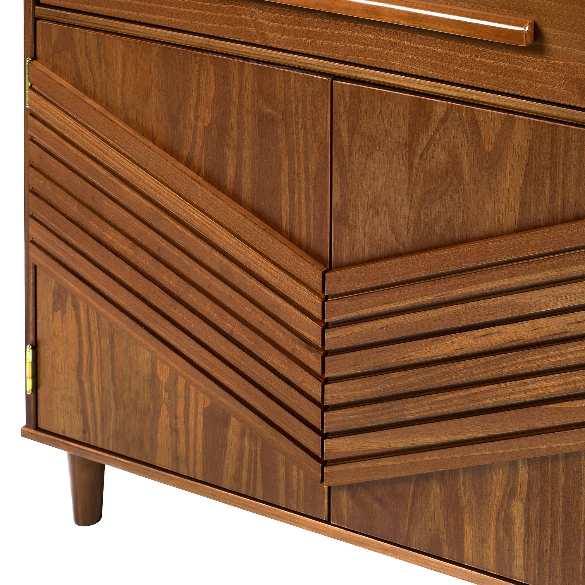 Walker Edison 32" Caramel Chevron Wood Detail Accent Cabinet