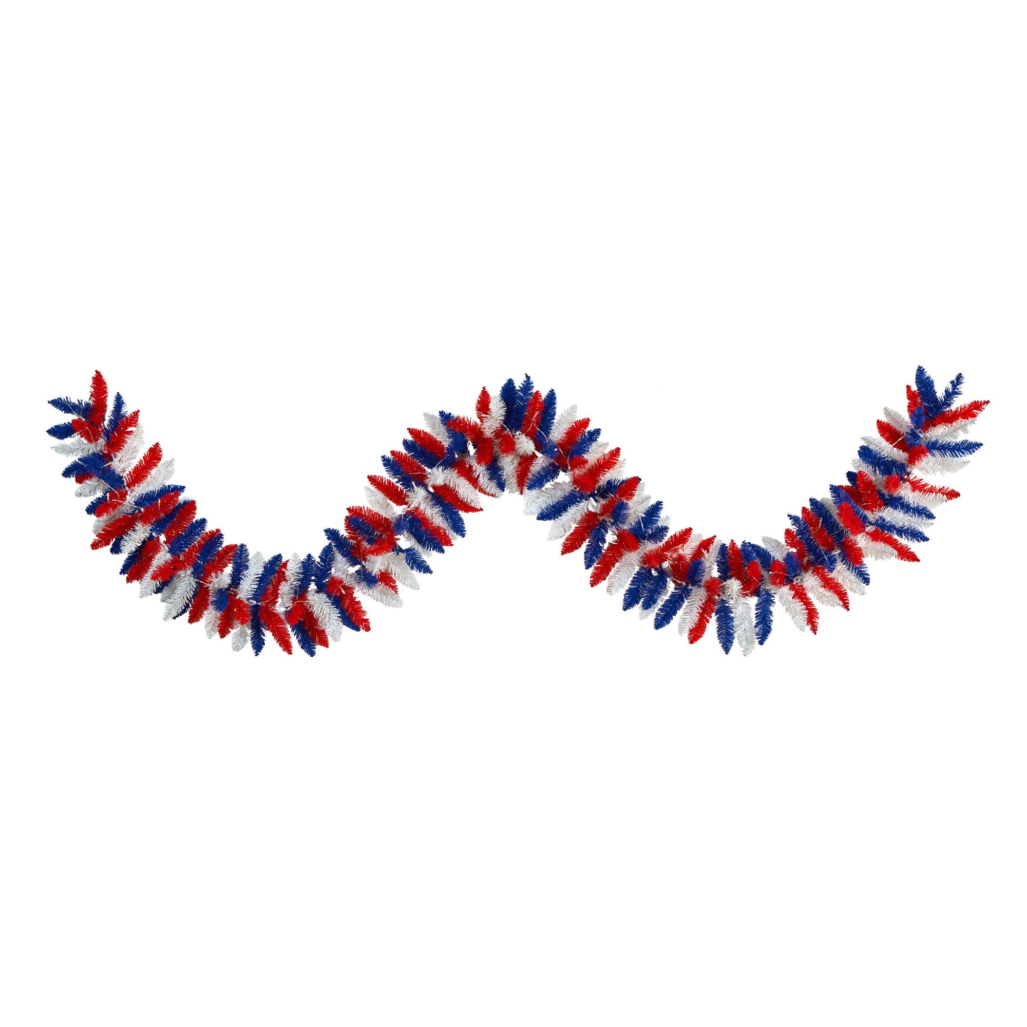 9ft. Warm LED Light Patriotic Garland