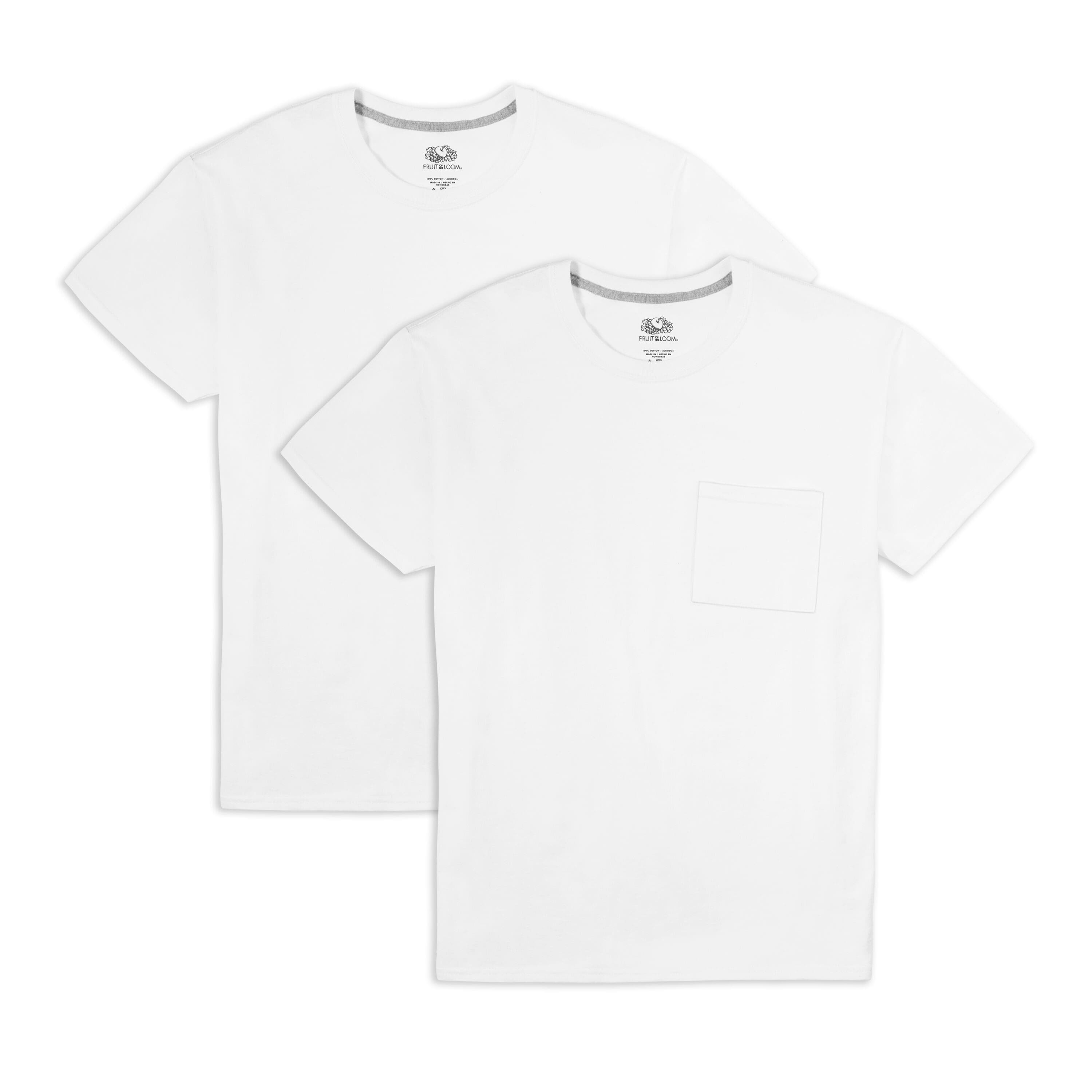 Fruit of the Loom EverSoft Mens Short Sleeve Pocket T-Shirt 2 ct in White Ice | 2XL