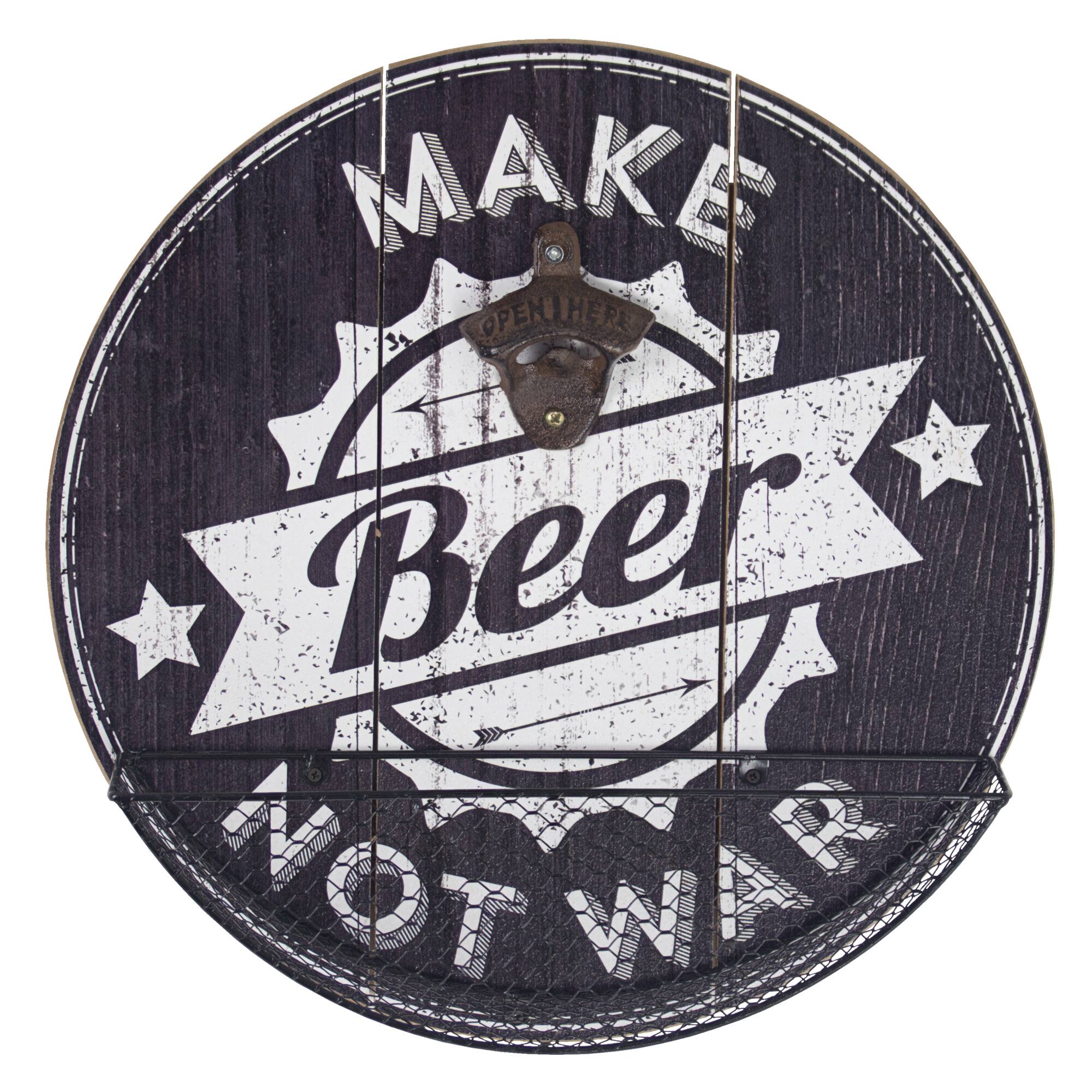 14" Make Beer Not War Wall Mounted Bottle Opener