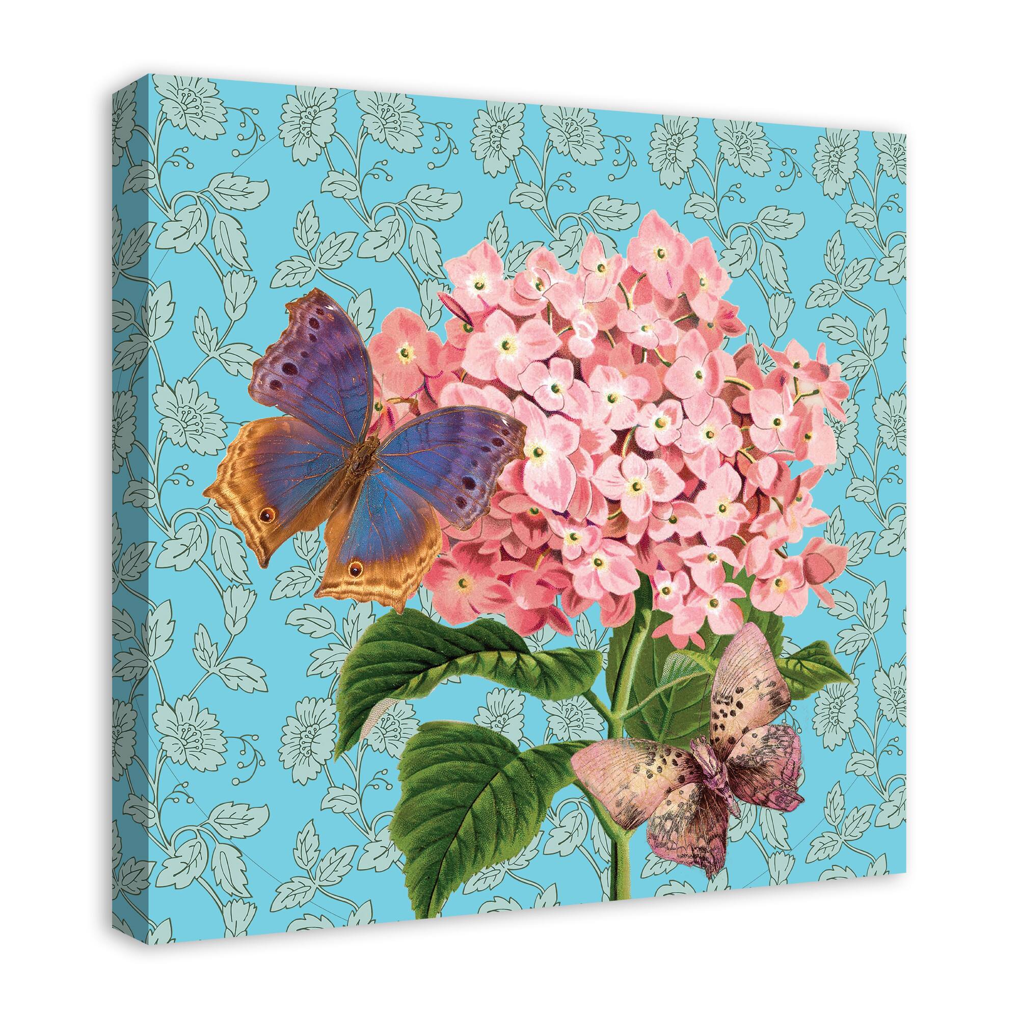Butterflies On Flower 24" x 24" Canvas Wall Art