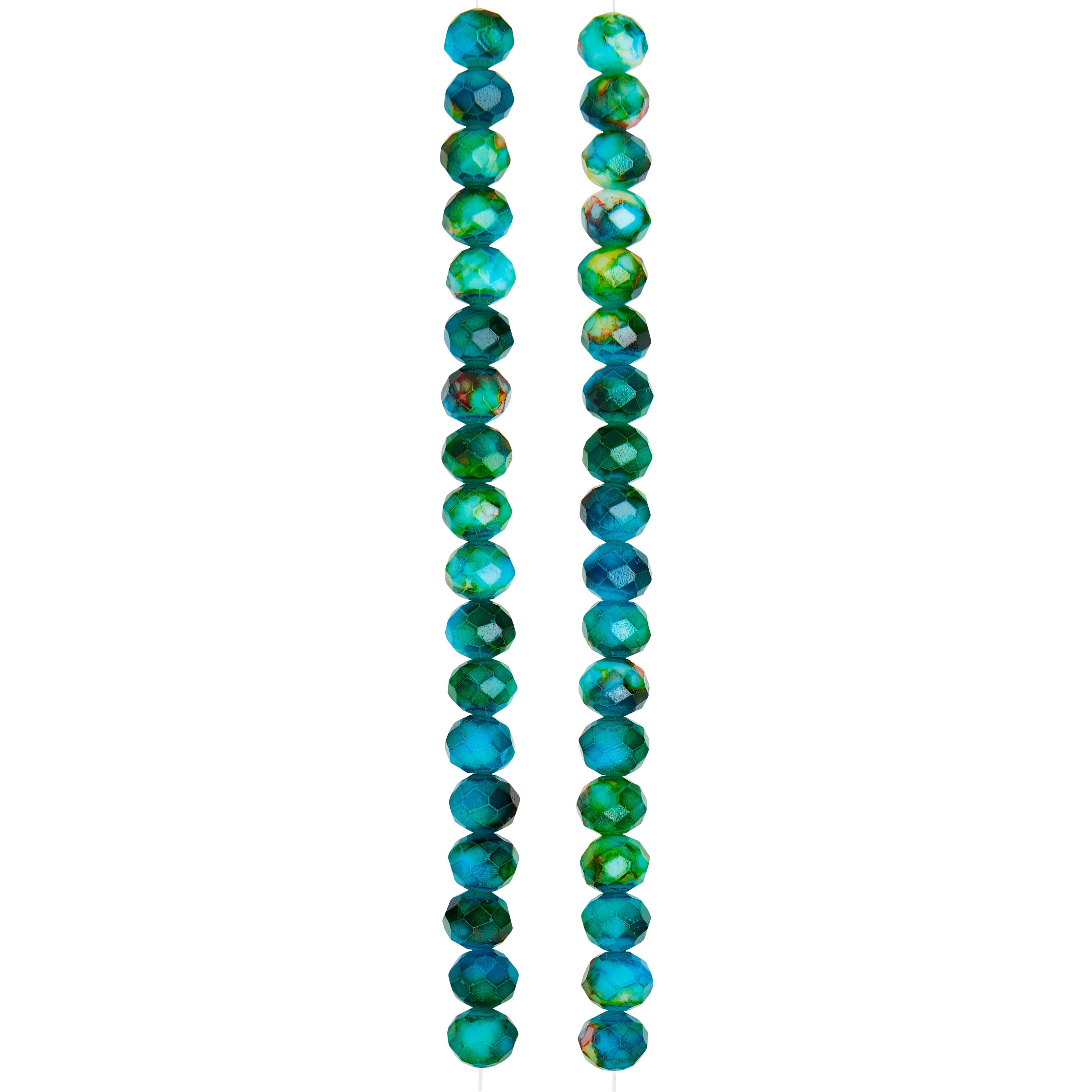 12 Pack: Multicolor Painted Glass Rondelle Beads, 7mm by Bead Landing™