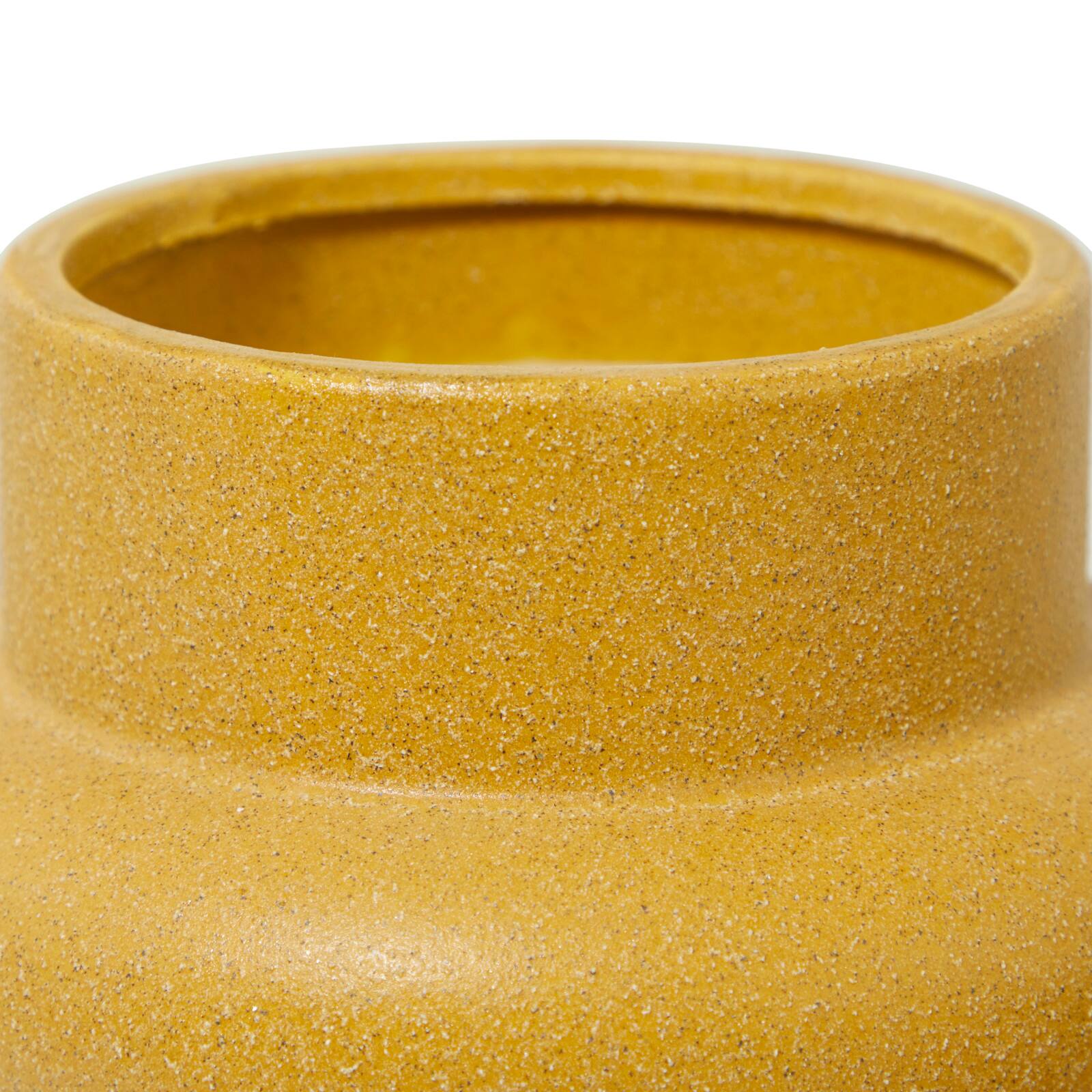 CosmoLiving by Cosmopolitan Yellow Ceramic Vase with Ring Ribbing Set of 2 16", 12"