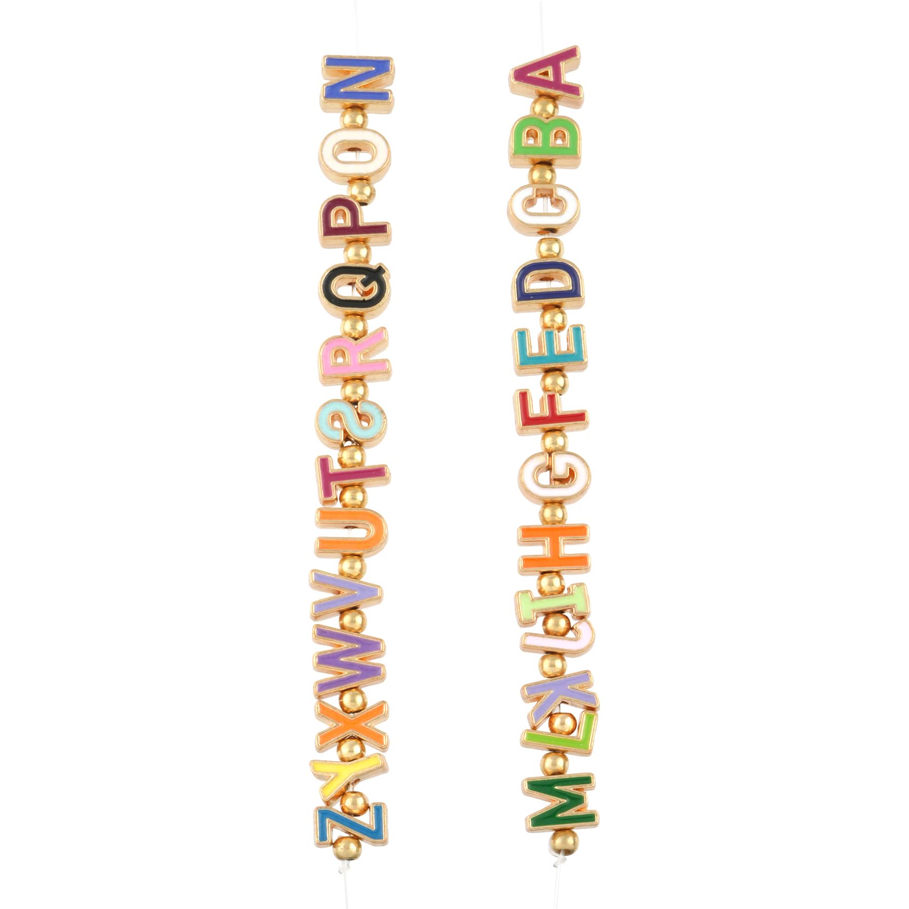 12 Pack: Gold Mixed Enamel Metal Alphabet Beads by Bead Landing™