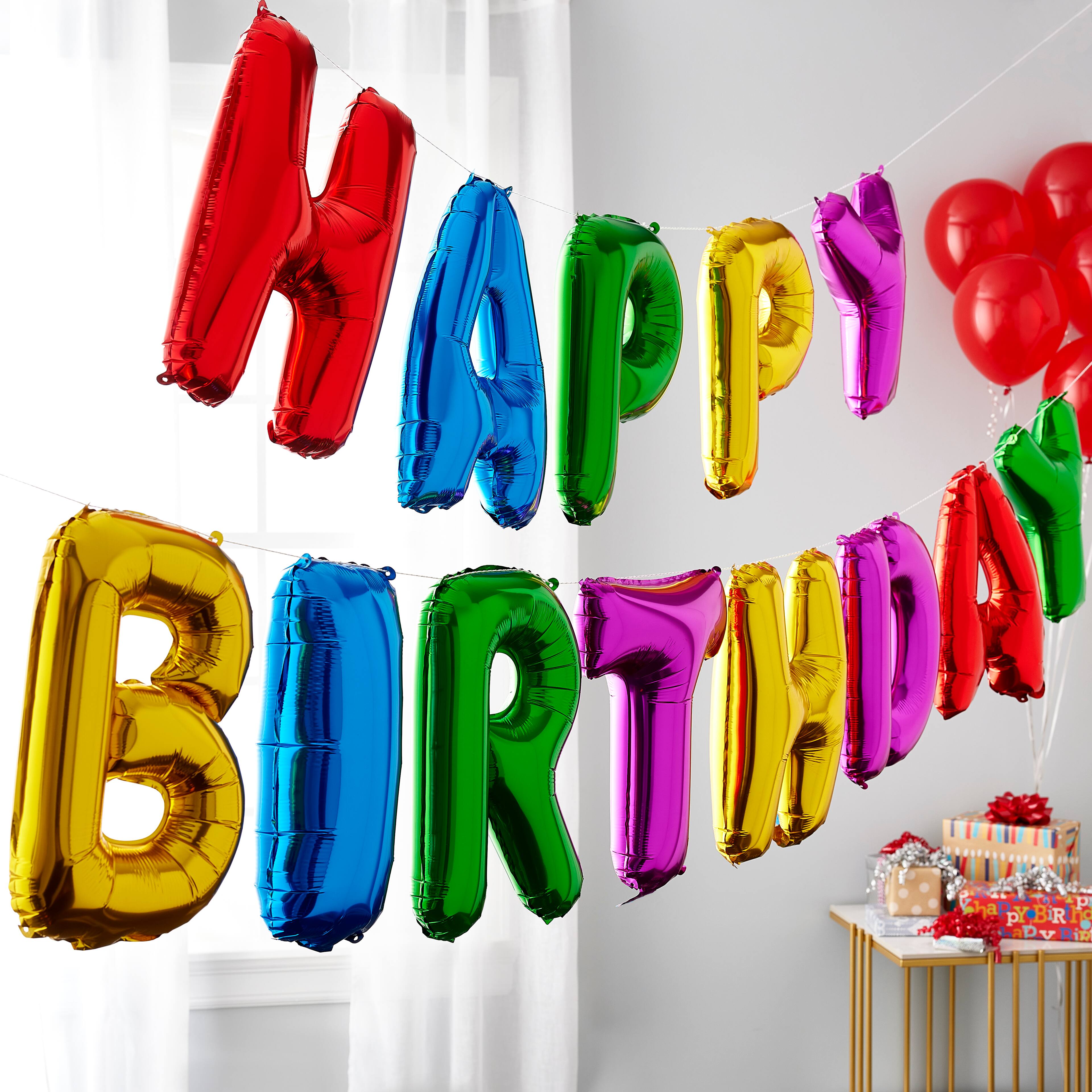 6 Pack: Happy Birthday Multicolored Foil Balloon Banner Kit by Celebrate It&#x2122;