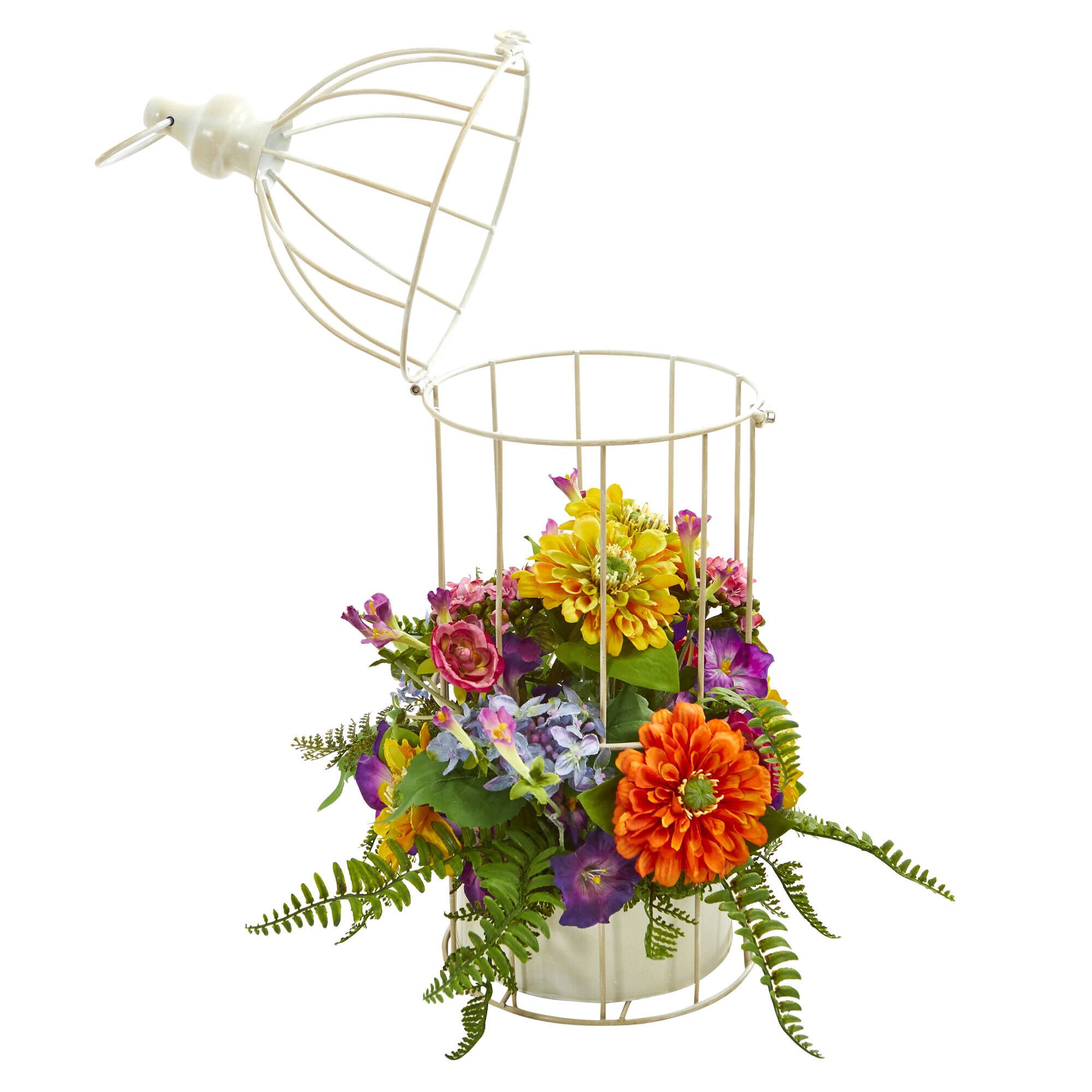 21&#x22; Mixed Flower Arrangement in Birdcage