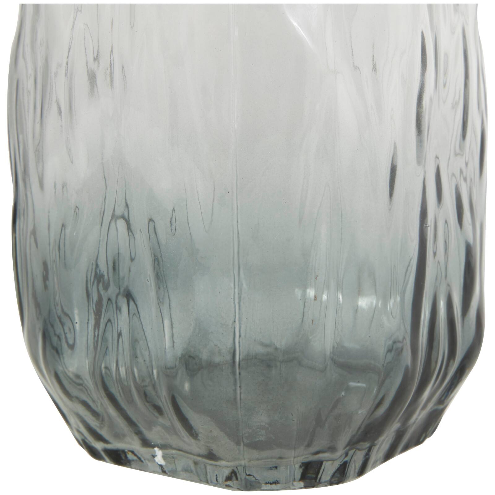 11" Gray & Clear Textured Rectangular Ombre Glass Vase