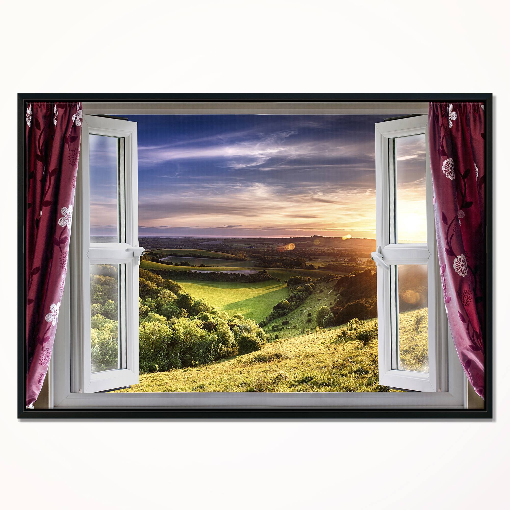 Designart - Window View - Landscape Canvas Art Print in Black Frame