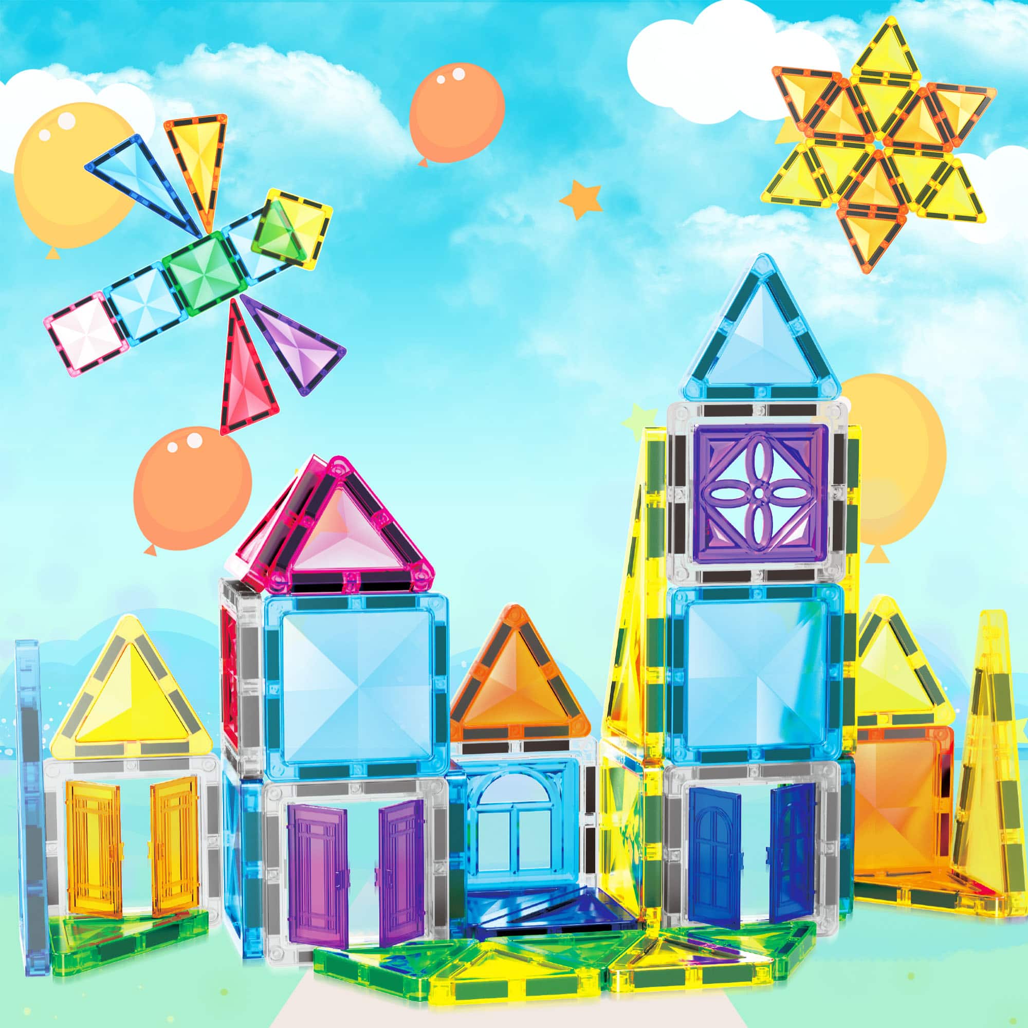 PicassoTiles® 48-Piece Mini Diamond Magnetic Tiles Series Set