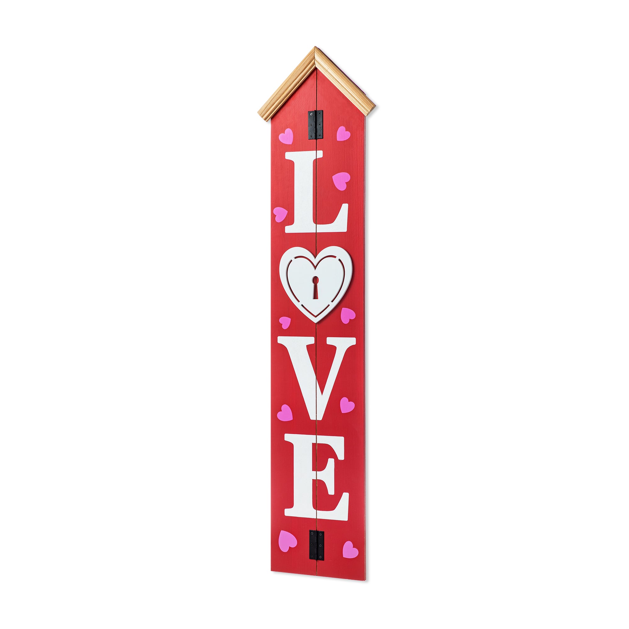 Glitzhome&#xAE; 42&#x22; Valentine&#x27;s Wooden &#x22;LOVE&#x22; House-shaped Porch D&#xE9;cor