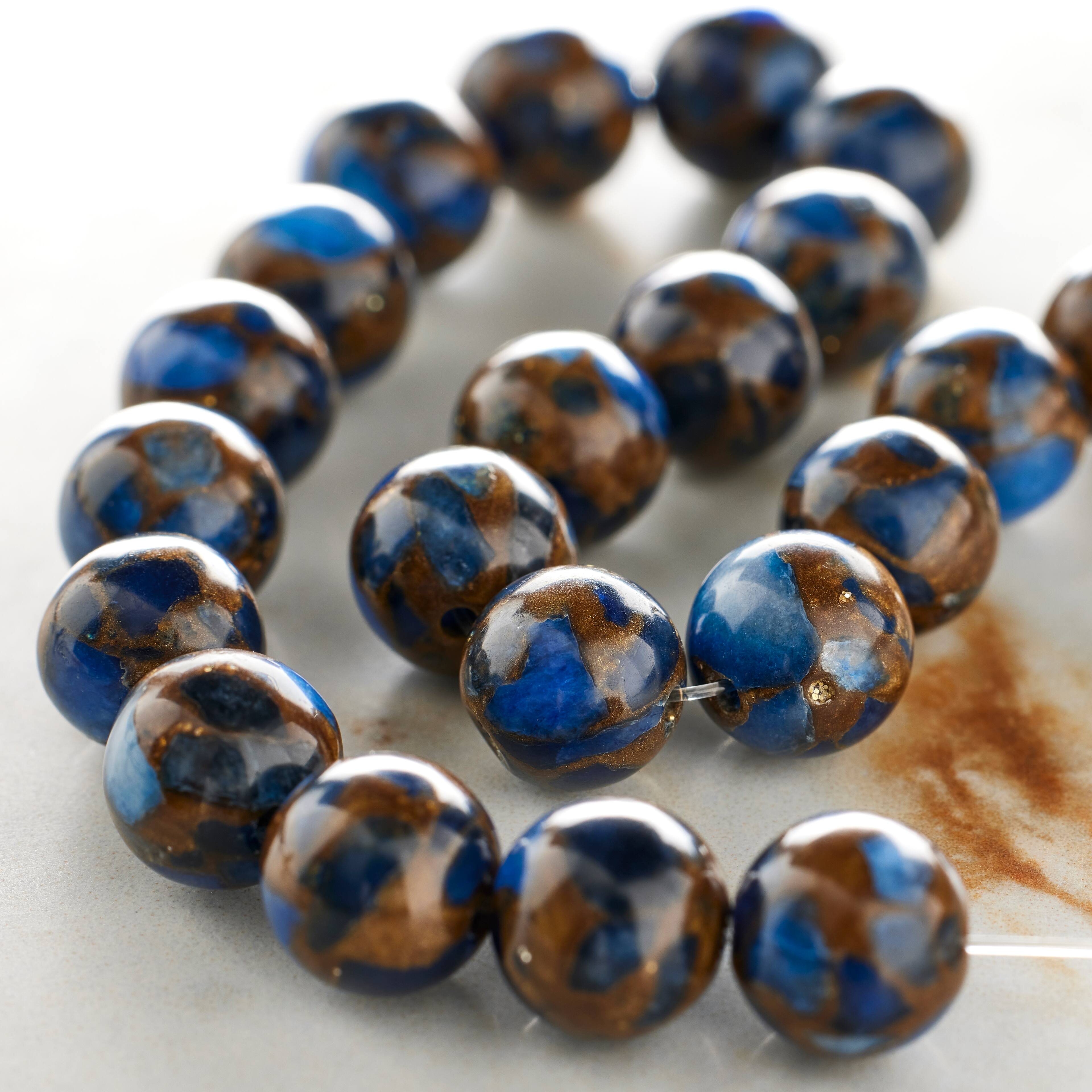 12 Pack: Sapphire Impression Jasper Round Beads, 8mm by Bead Landing®