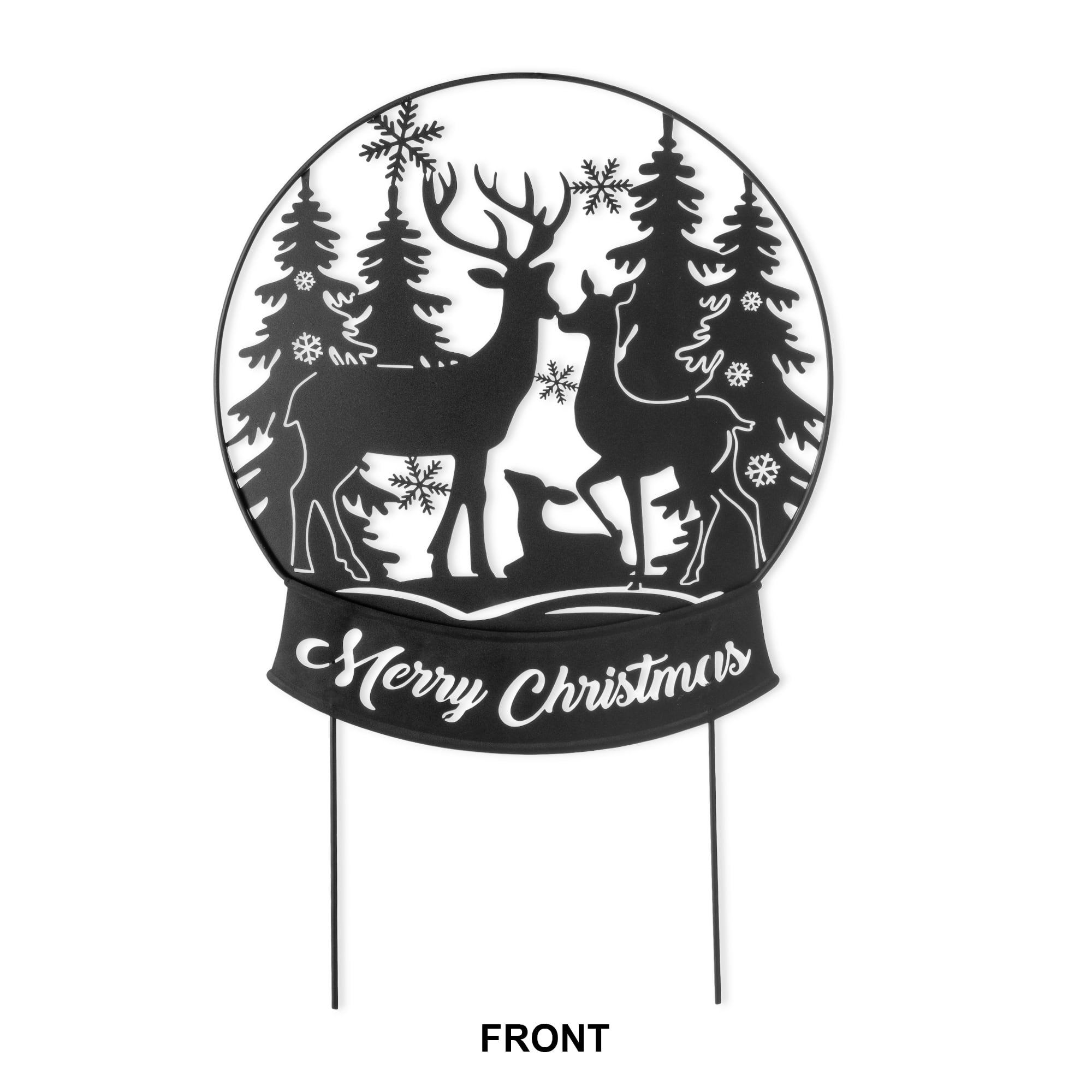 Glitzhome&#xAE; 2.5ft. Metal Water Globe with Reindeer Family Silhouette Yard Stake