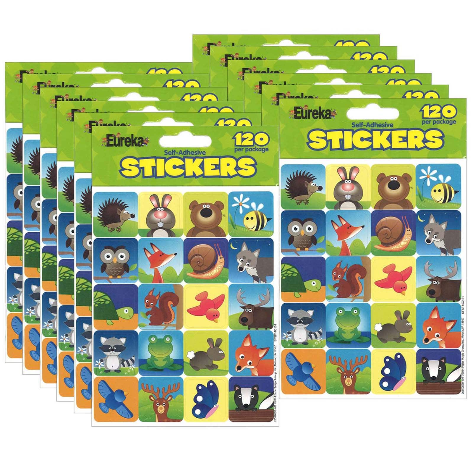 Eureka® Woodland Creatures Theme Stickers, 12 Packs of 120