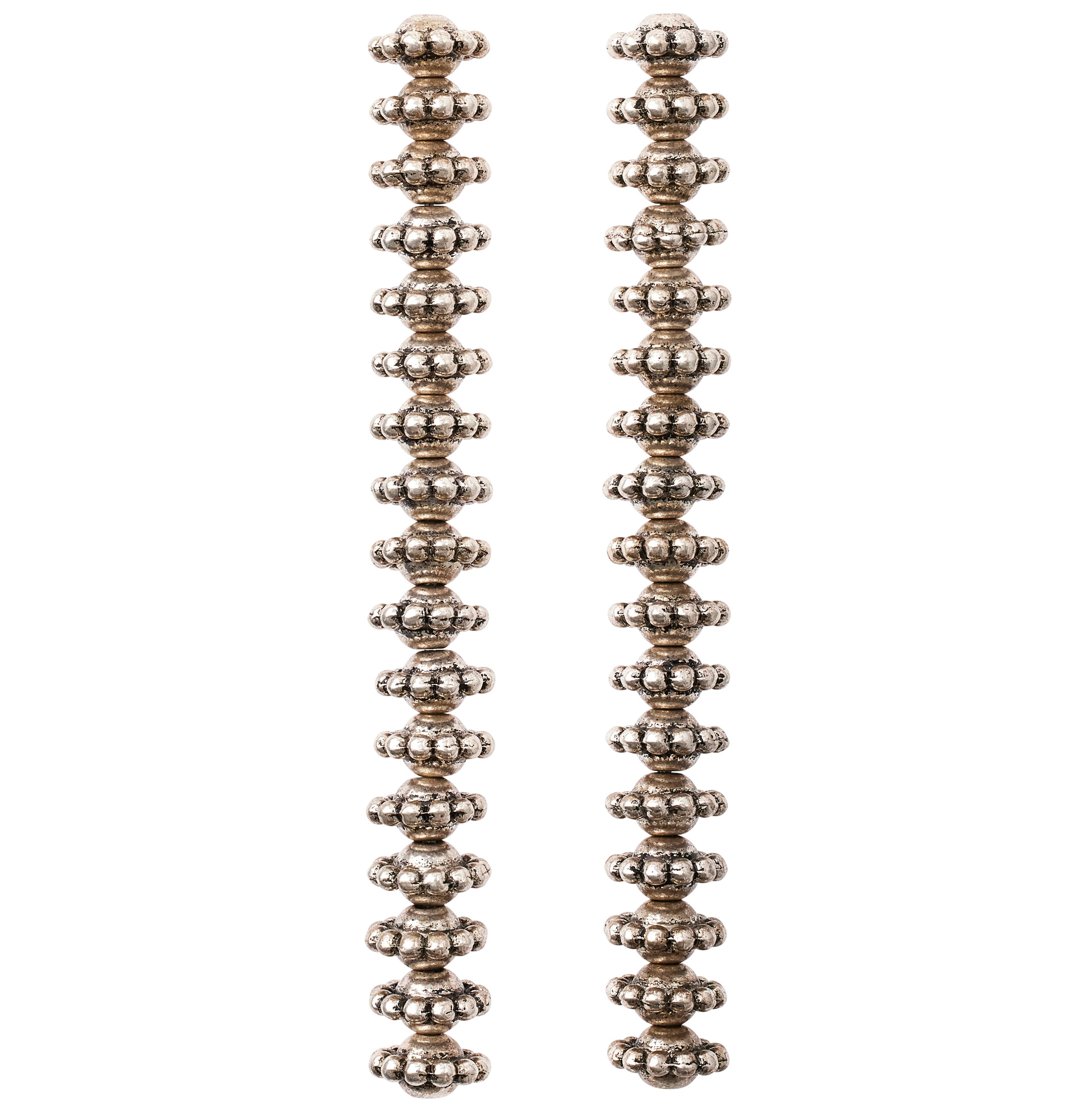 12 Pack: Silver Plated Bumpy Metal Rondelle Beads, 10mm by Bead Landing™