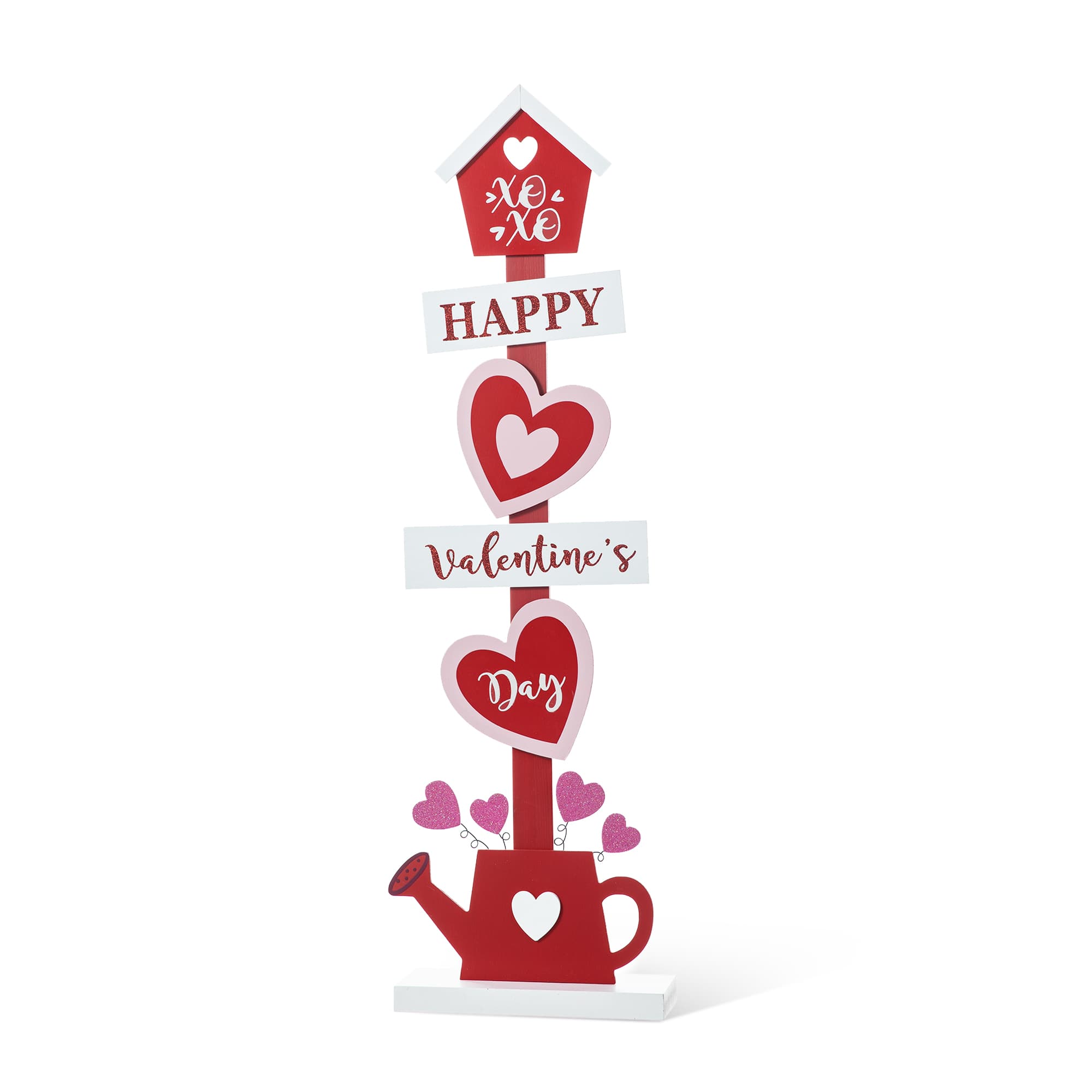 Glitzhome® 35.75" Valentine's Wooden Heart & Love House Porch Décor