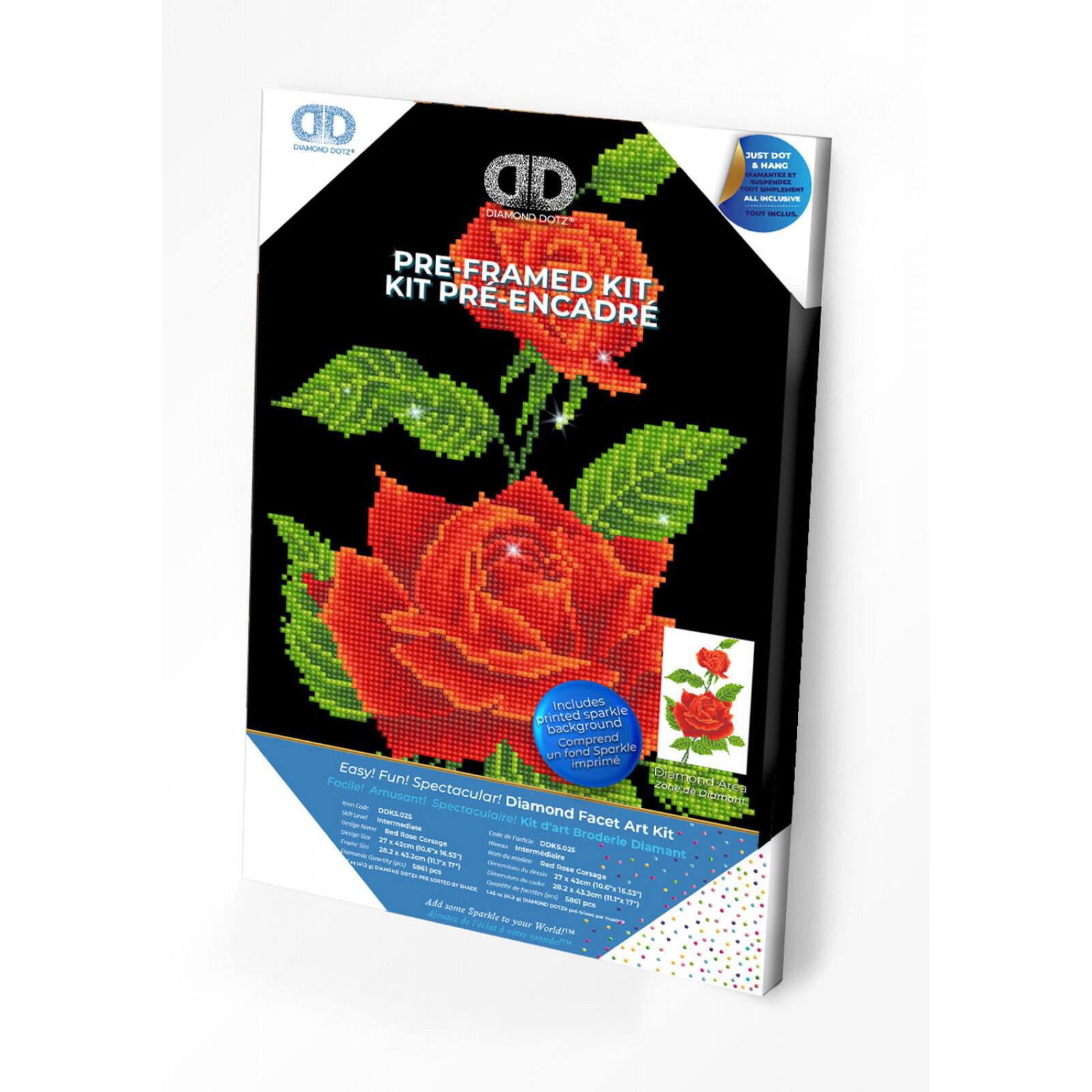 Diamond Dotz&#xAE; Intermediate Red Rose Corsage with Frame Diamond Painting Kit