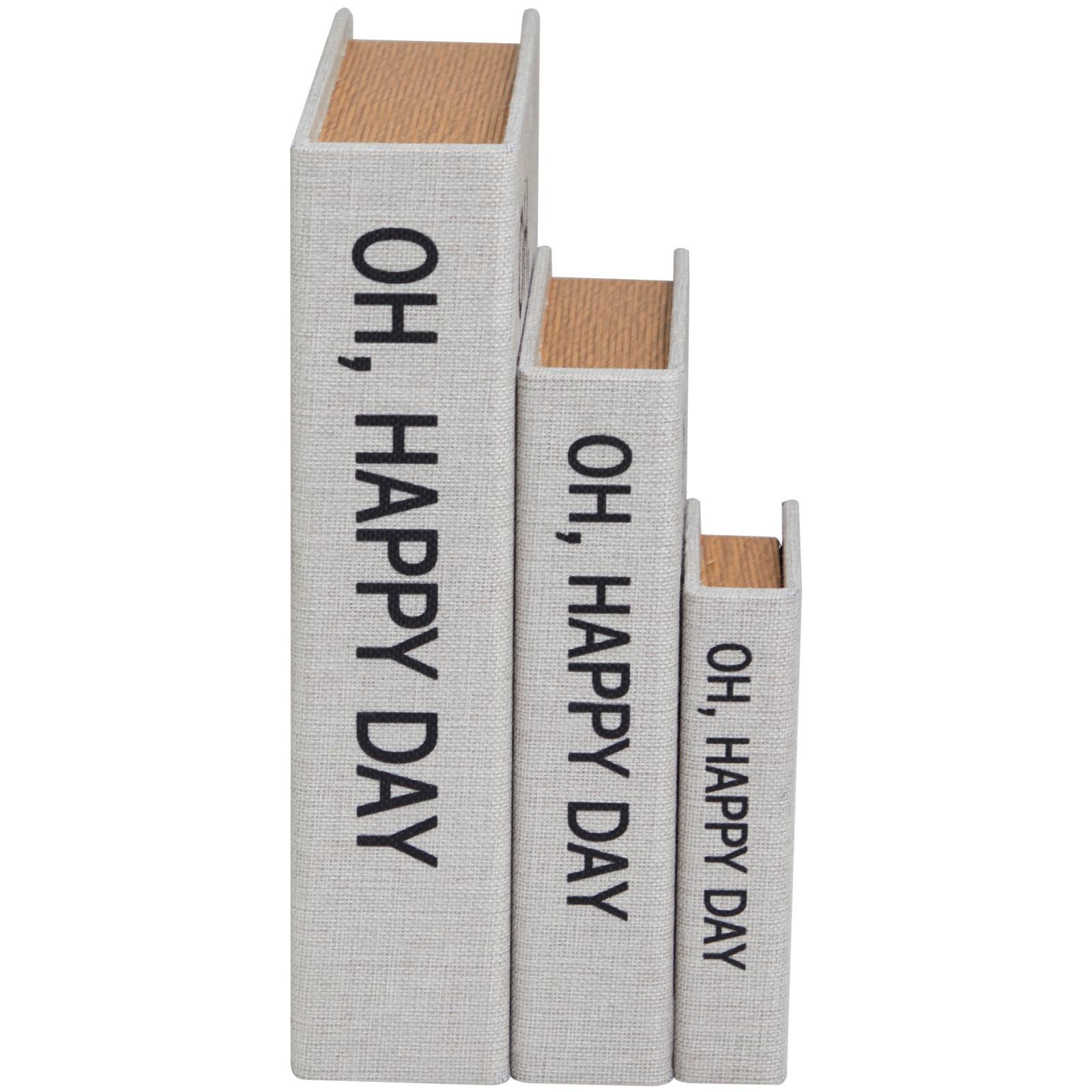 Light Gray Oh, Happy Day Linen Storage Book Box Set