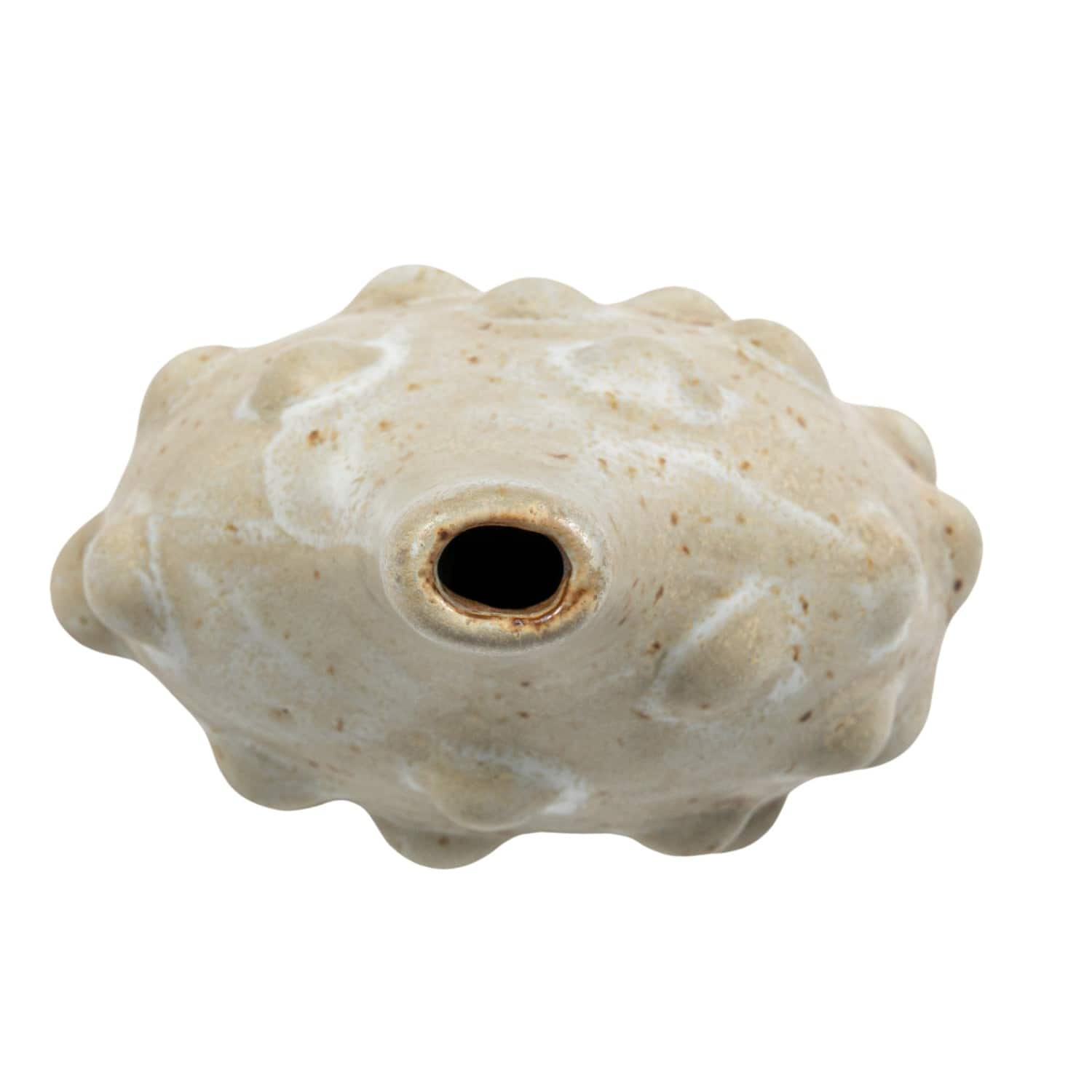 Hello Honey® 8" White Stoneware Vase with Raised Dots & Reactive Glaze