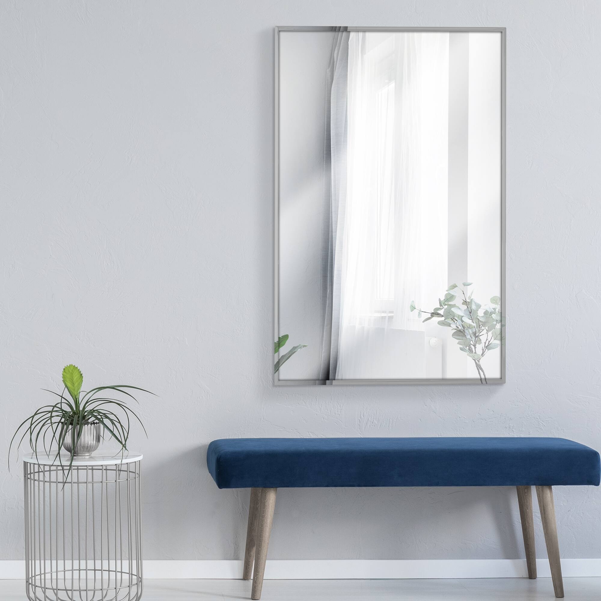 Head West&#xAE; Glossy Chrome Float Rectangular Wall Mirror