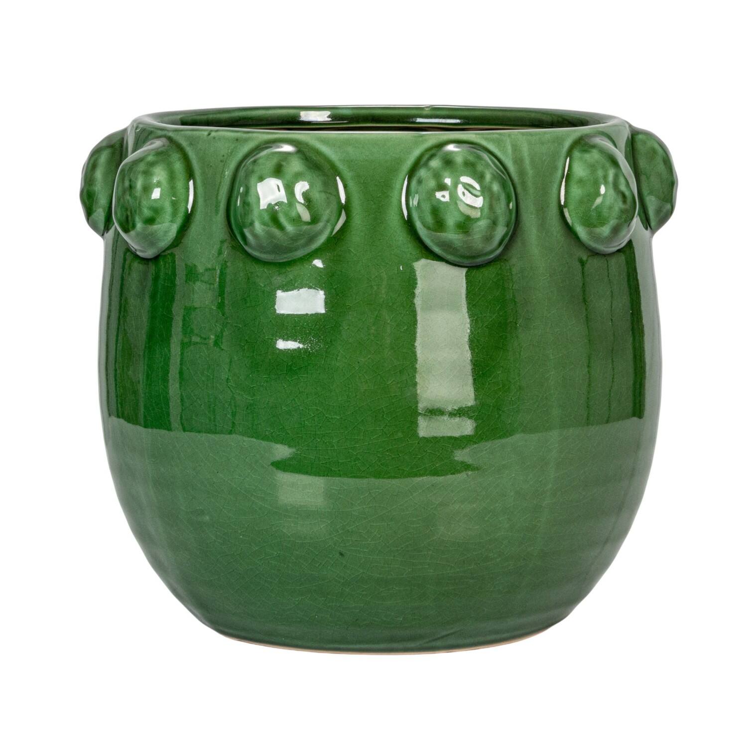 Hello Honey® 10.5" Green Raised Dots Terra Cotta Planter
