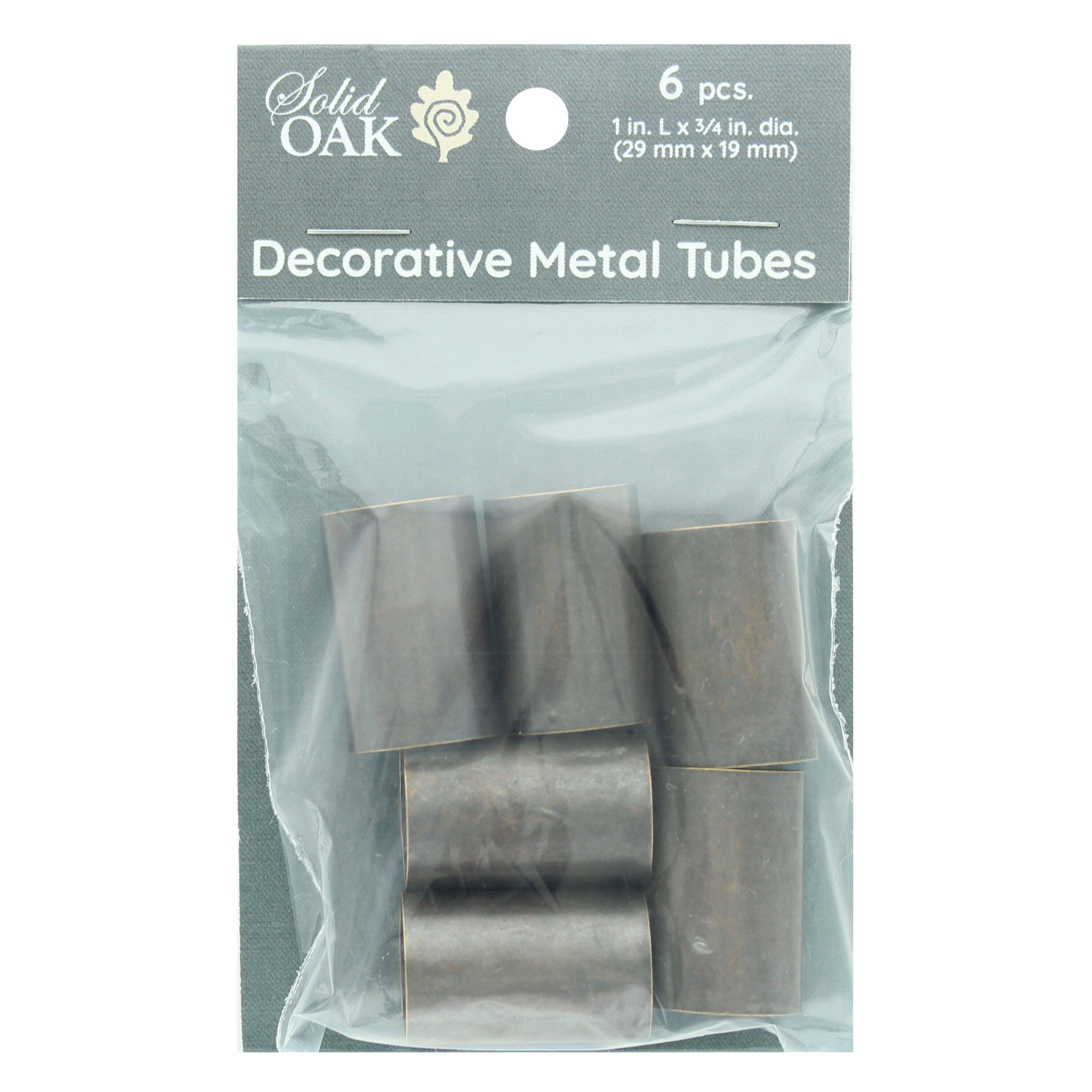 Solid Oak Antiqued Coppery Large Decorative Metal Tubes, 6ct.