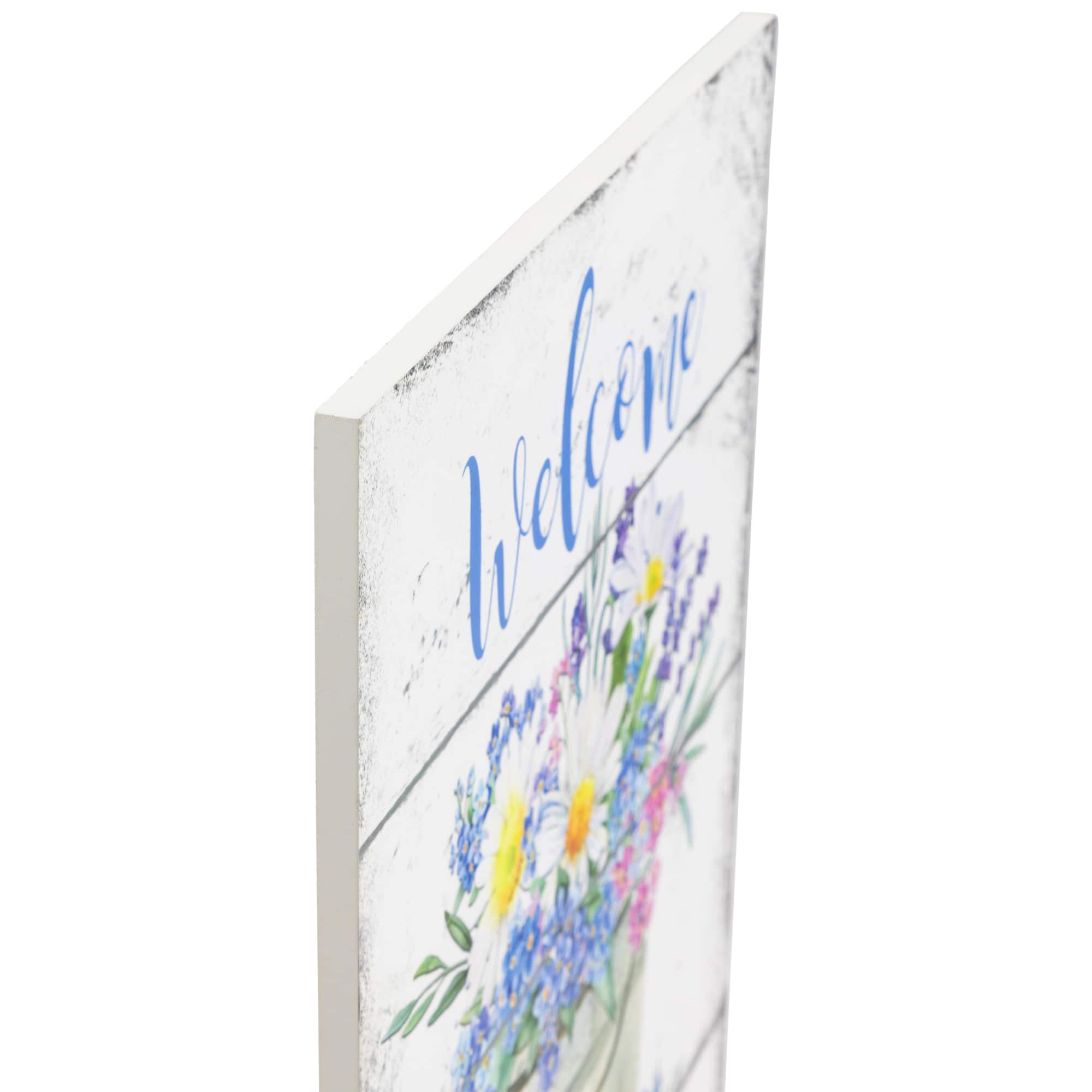 16" Spring Floral Welcome Wall Sign