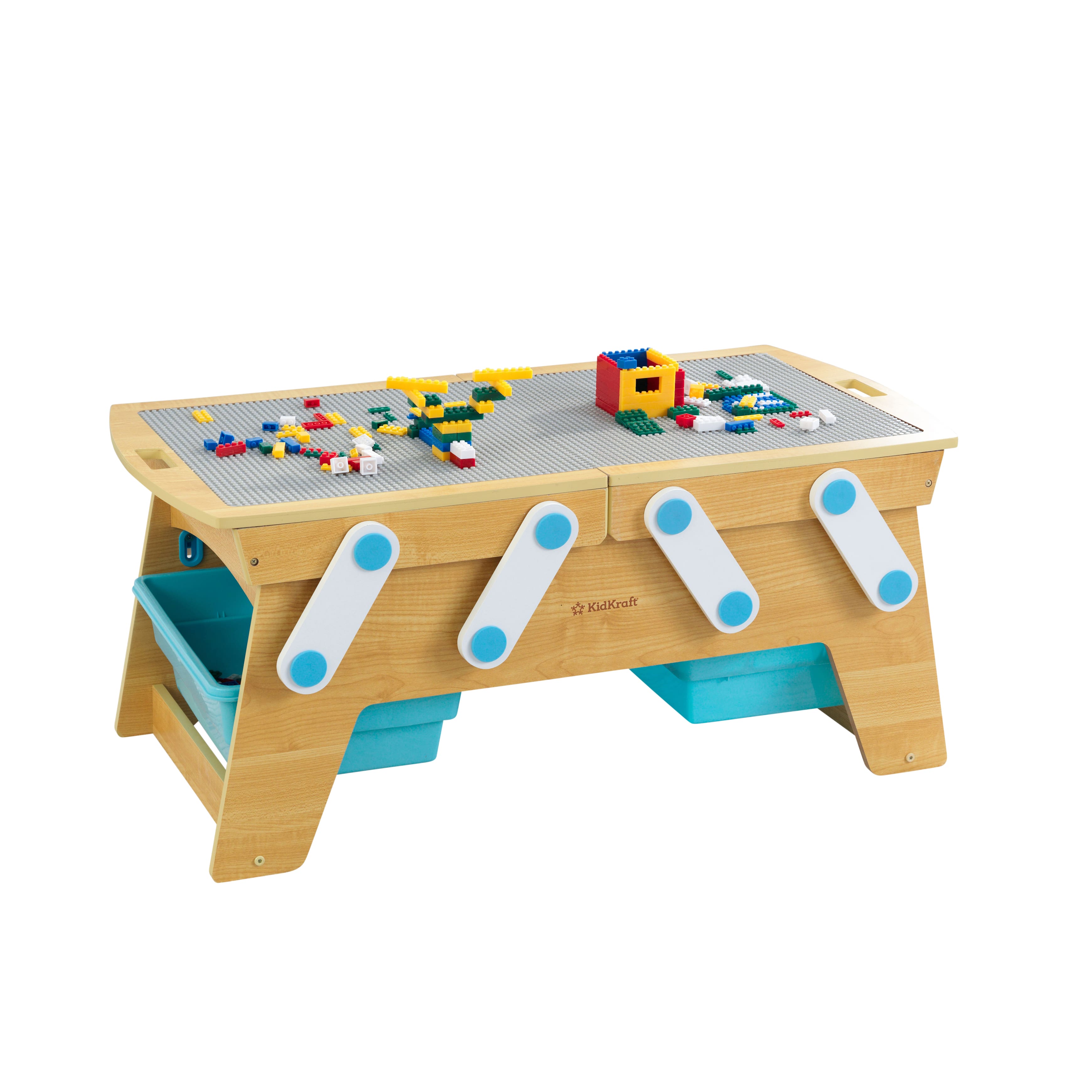 KidKraft Natural Building Bricks Play N Store Table