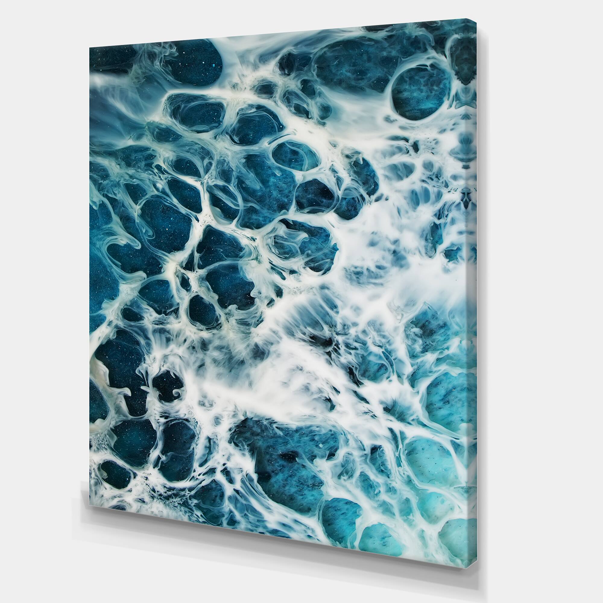 Designart - Waves Epoxy ResIn Art IV - Modern & Contemporary Canvas Wall Art Print