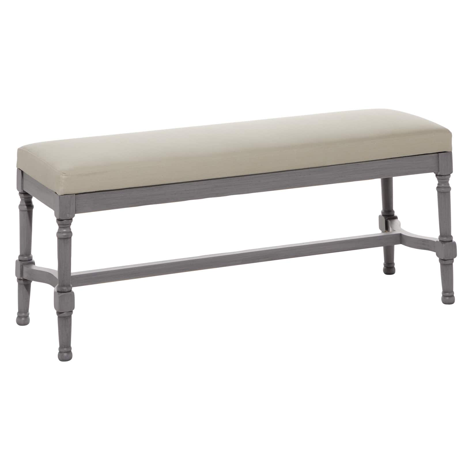 Grey Wood &#x26; Linen Traditional Bench