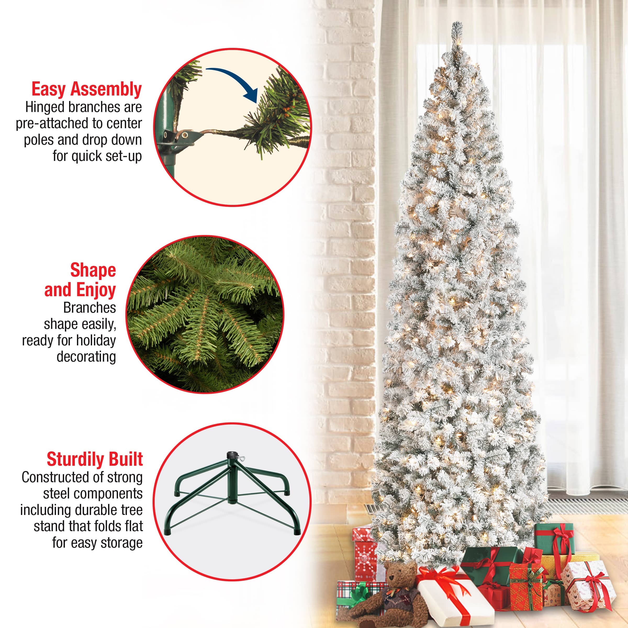 9ft. Pre-Lit Acacia Flocked Artificial Christmas Tree, Clear Lights