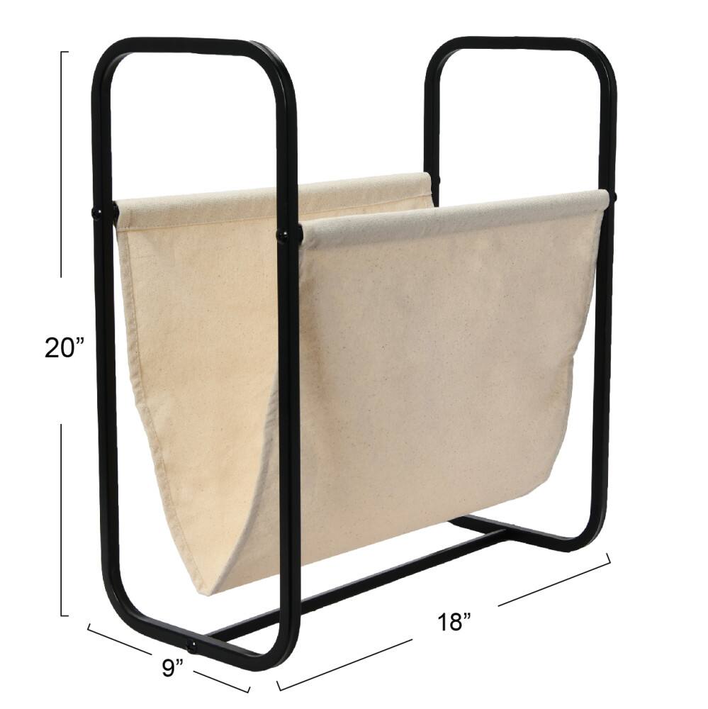 Household Essentials 20&#x22; Canvas &#x26; Metal Magazine Rack