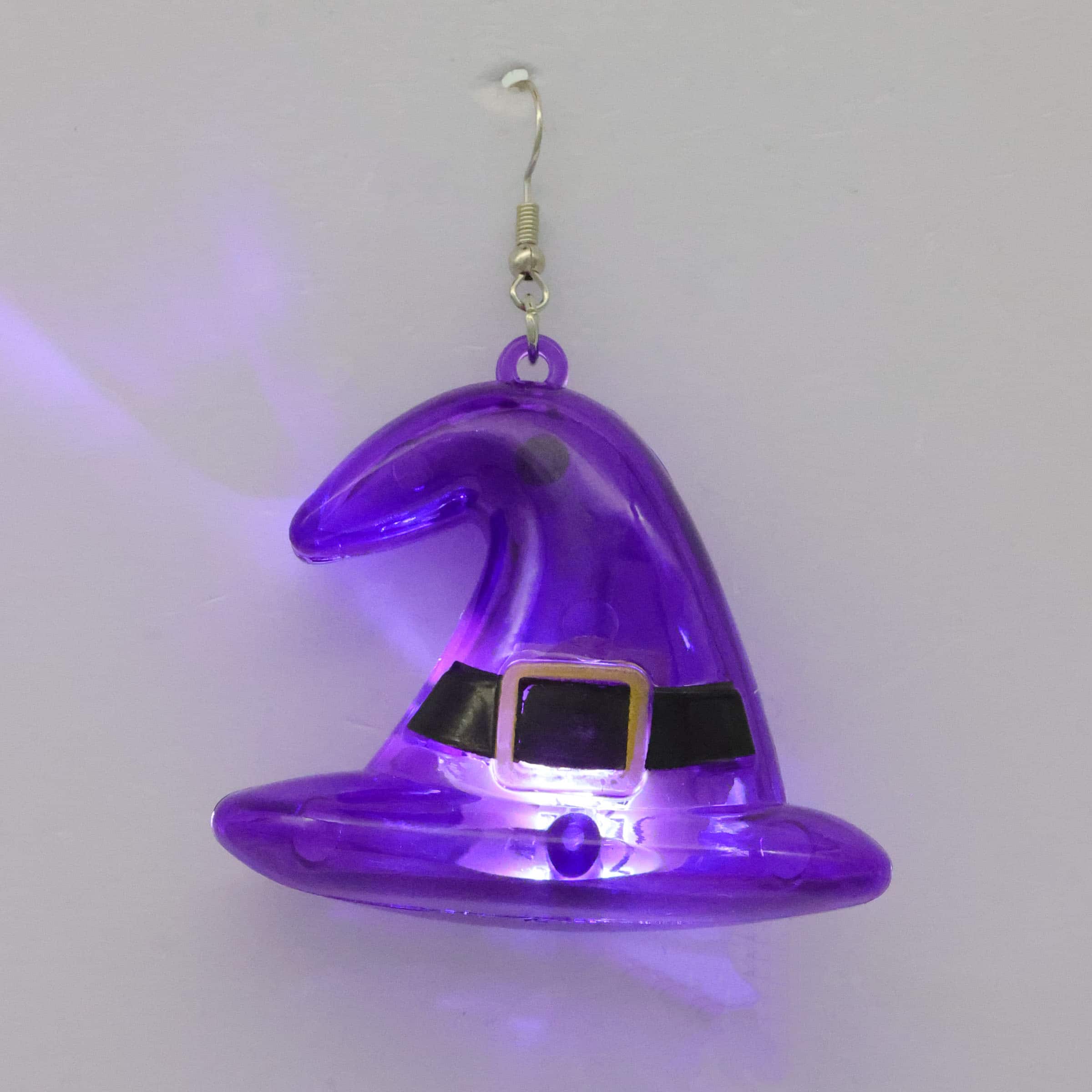 Purple Light Up Witch Hat Dangle Earrings by Celebrate It&#x2122;