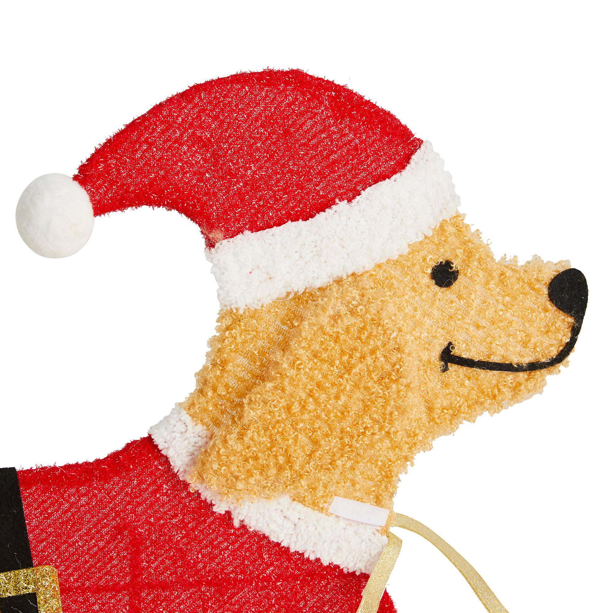 Glitzhome&#xAE; 90.5&#x22;L Lighted Christmas 2D Fabric Dog with Santa Sleigh Outdoor Decor
