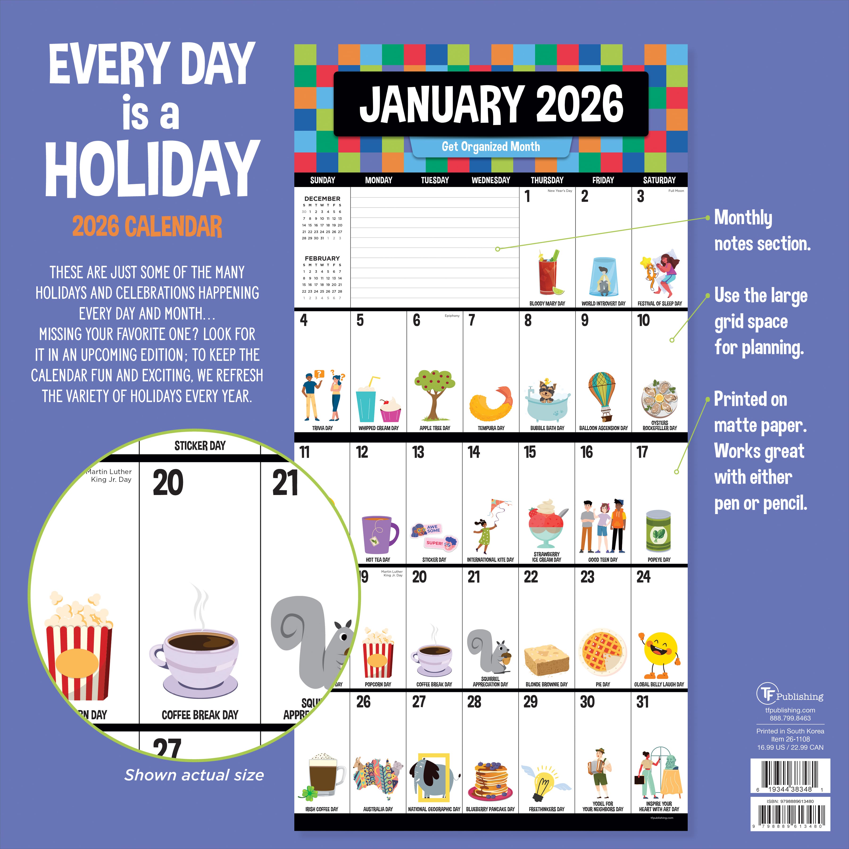 2026 Every Day&#x27;s A Holiday Wall Calendar