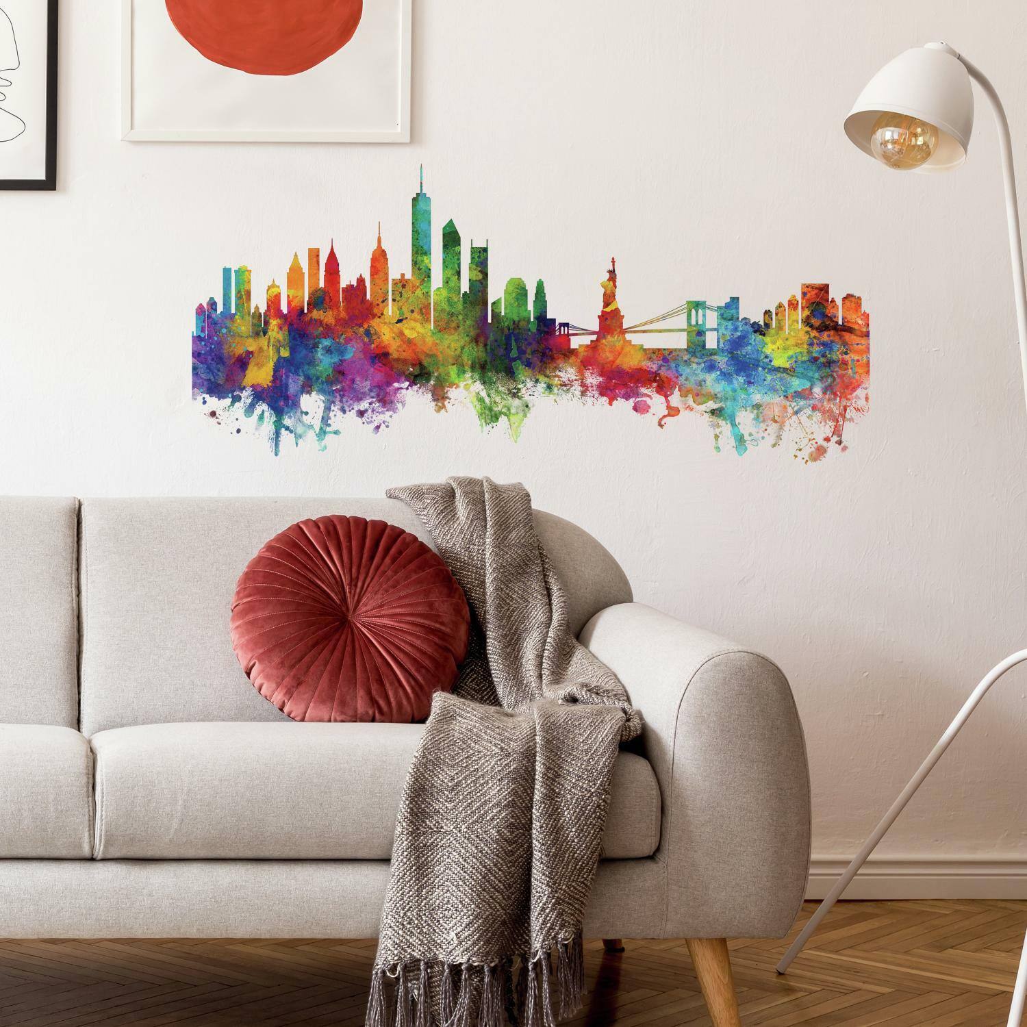 RoomMates New York City Watercolor Skyline Peel &#x26; Stick Decals