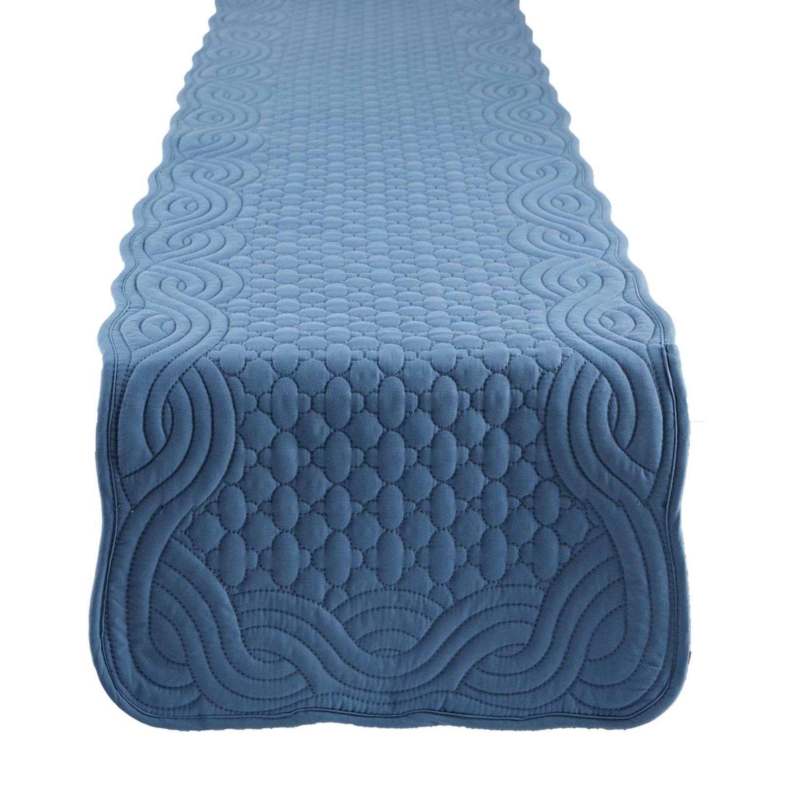 DII® 72" French Blue Quilted Farmhouse Table Runner